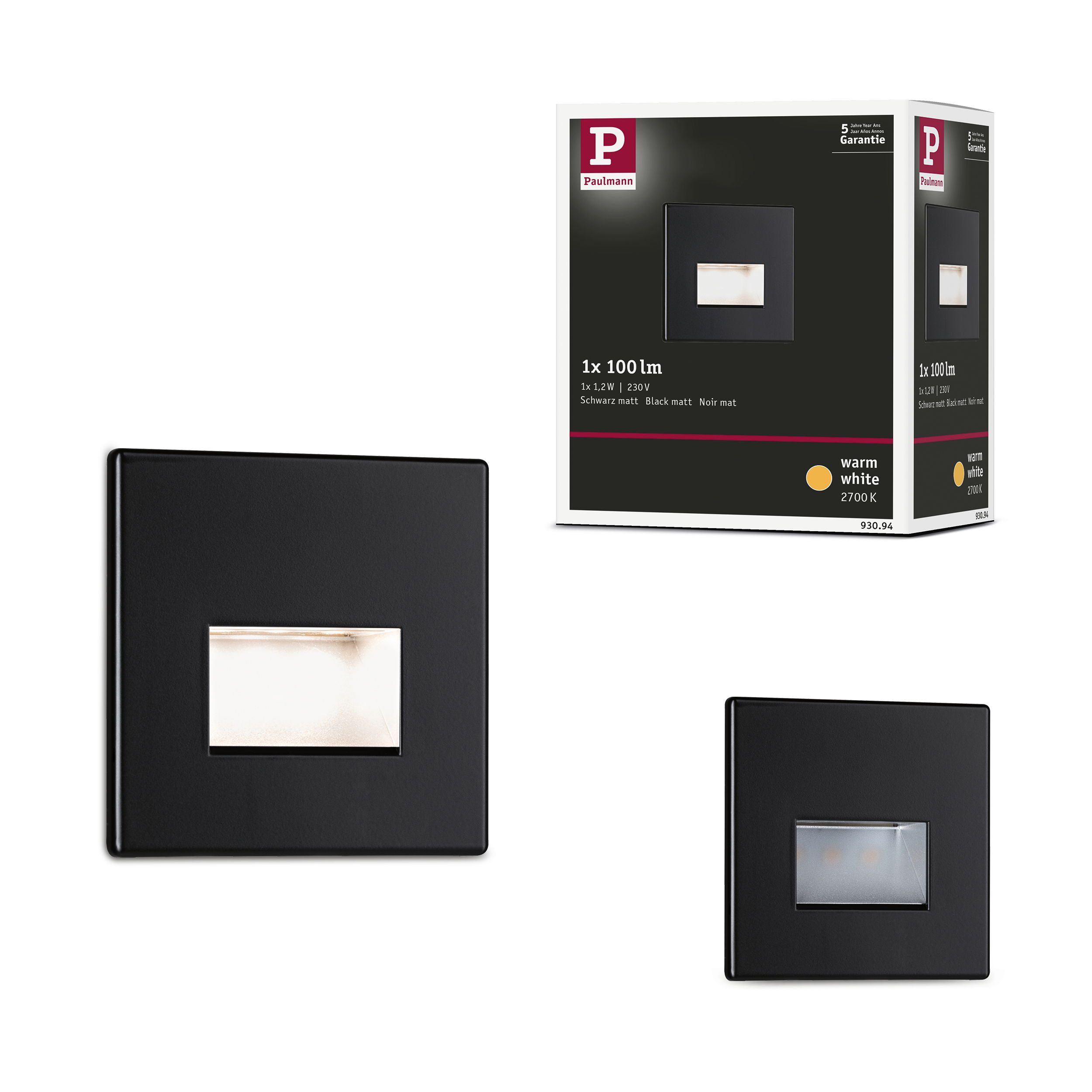 Paulmann Ledinbouwlamp LED wandinbouwlamp Edge Quadro 1,2W 25lm 230V (1 stuk)