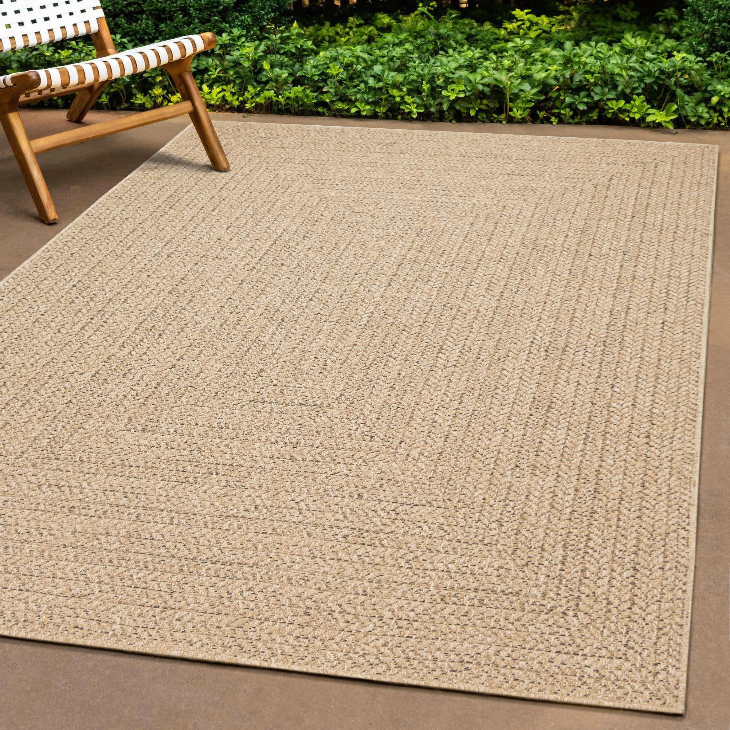 OTTO The carpet Vloerkleed Kansas moderne robuuste in- en outdoor tapijt jute look moderne vloerkleden maat 200 cm x 290 cm x 1 mm beige