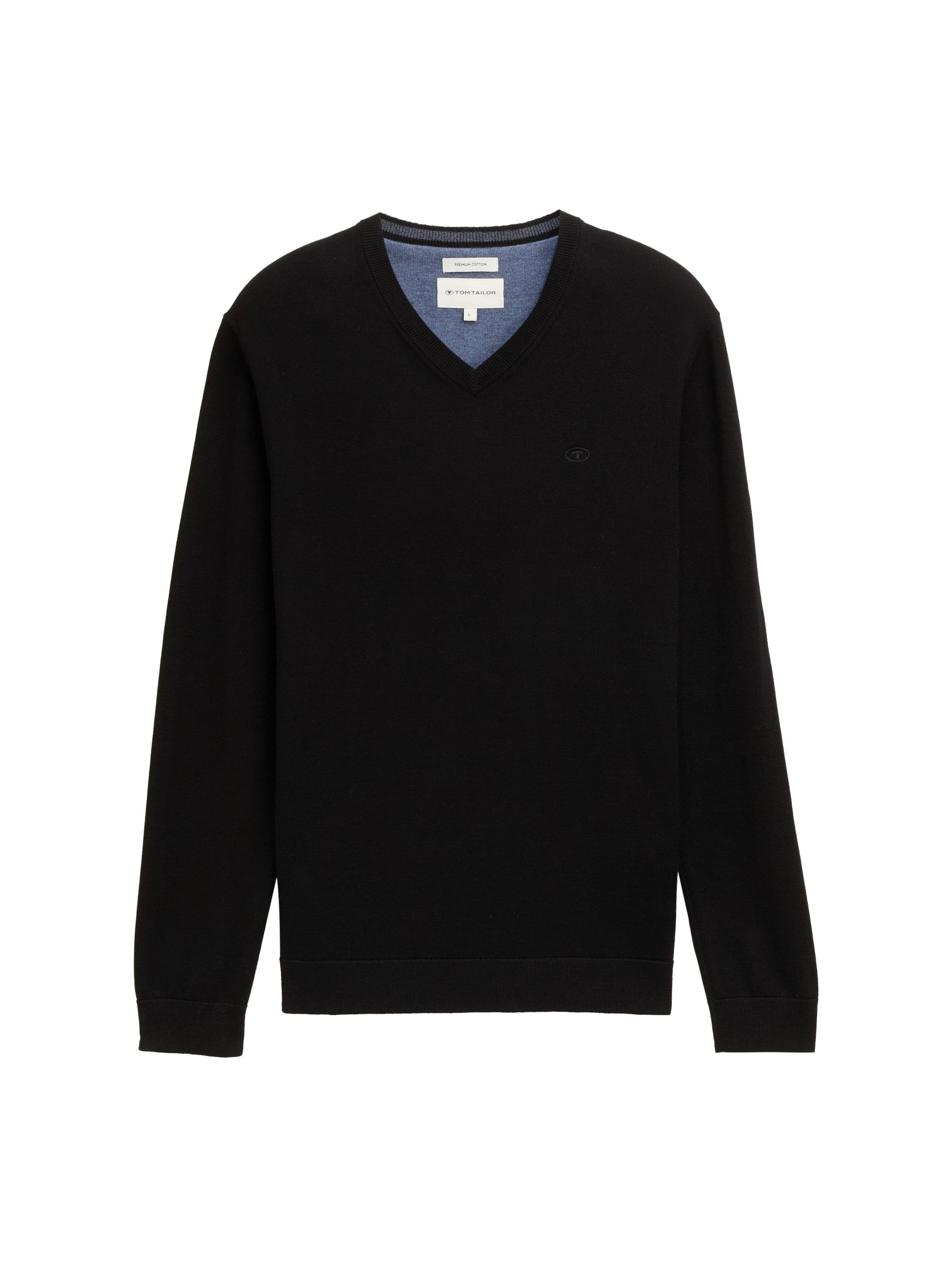 Tom Tailor Trui met V-hals met klein logoborduursel