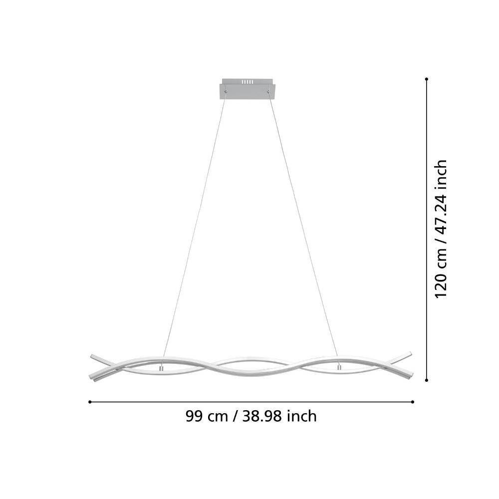EGLO Hanglamp LASANA 2 hanglamp, chroom, wit, pendellamp, 3-vlamig, modern