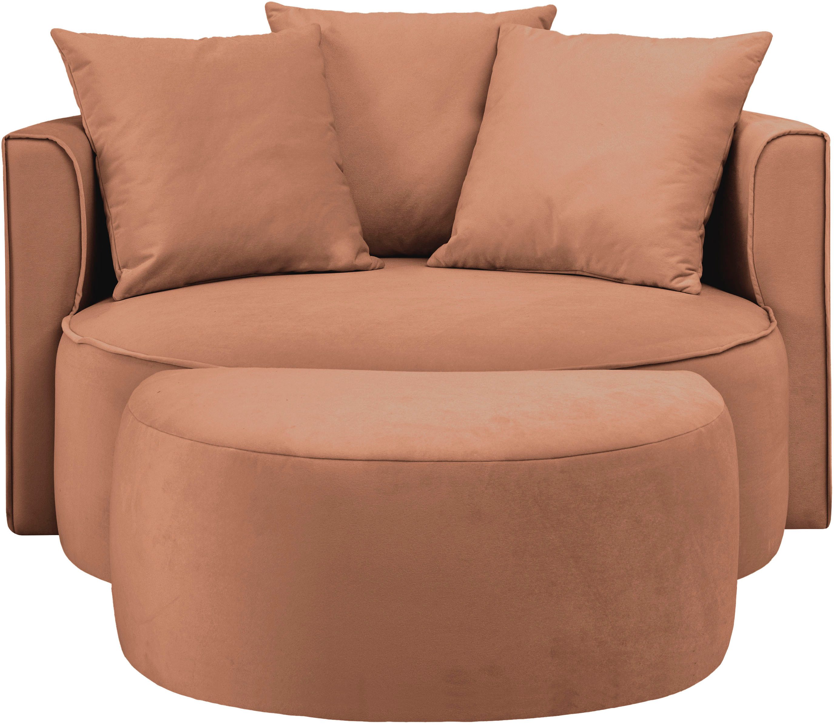 LeGer Home by Lena Gercke XXL-fauteuil Isalie, ronde stoel met voetensteun, leesstoel, loveseat, grote stoel (set)