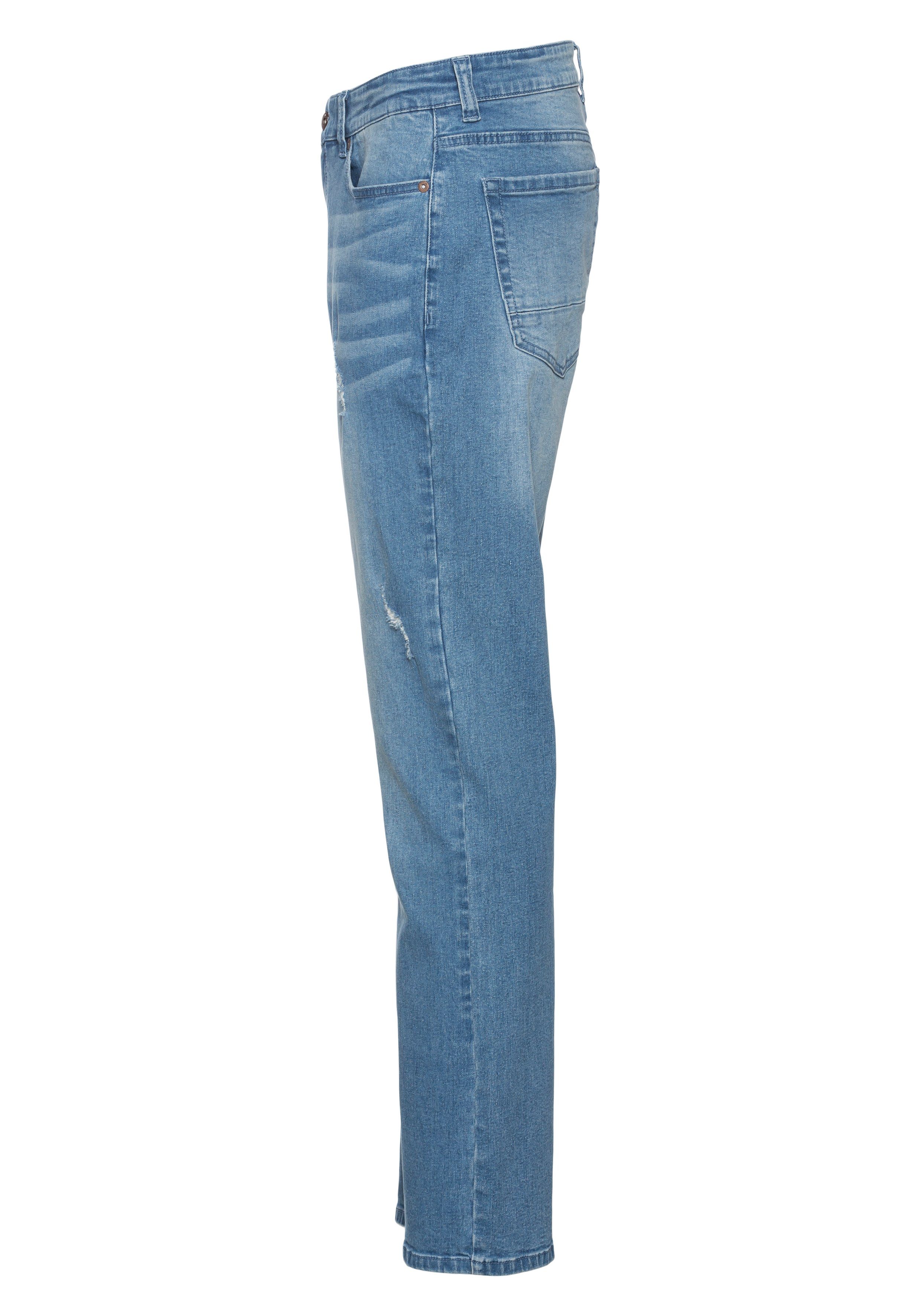 Bruno Banani Straight jeans Hutch rechte broekspijpen, gedeeltelijk met modieuze destroyed-effecten,