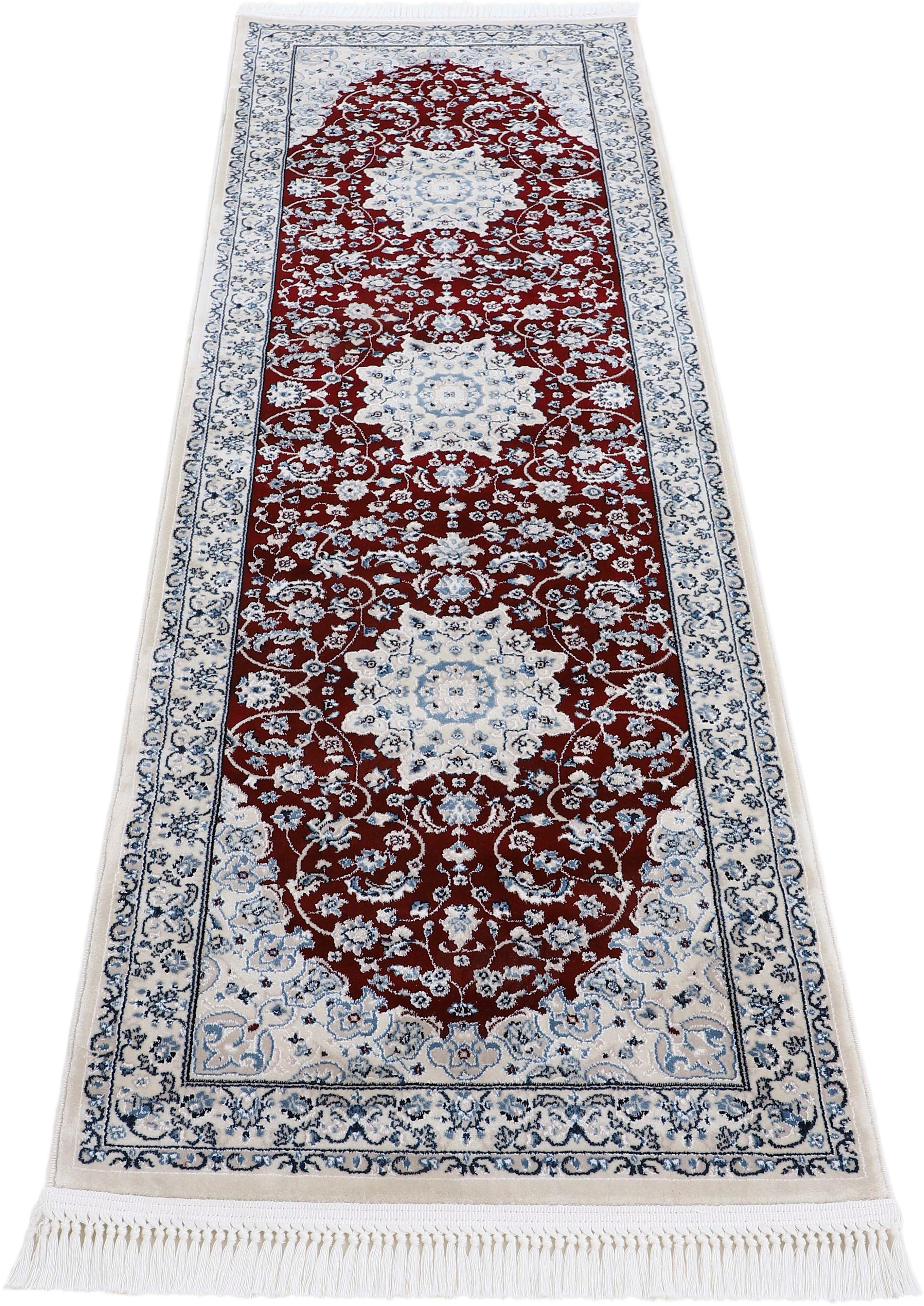 carpetfine Loper Nain Diane Laagpolig vloerkleed, oriënt look lopers maat 60 cm x 180 cm x 8 mm rood