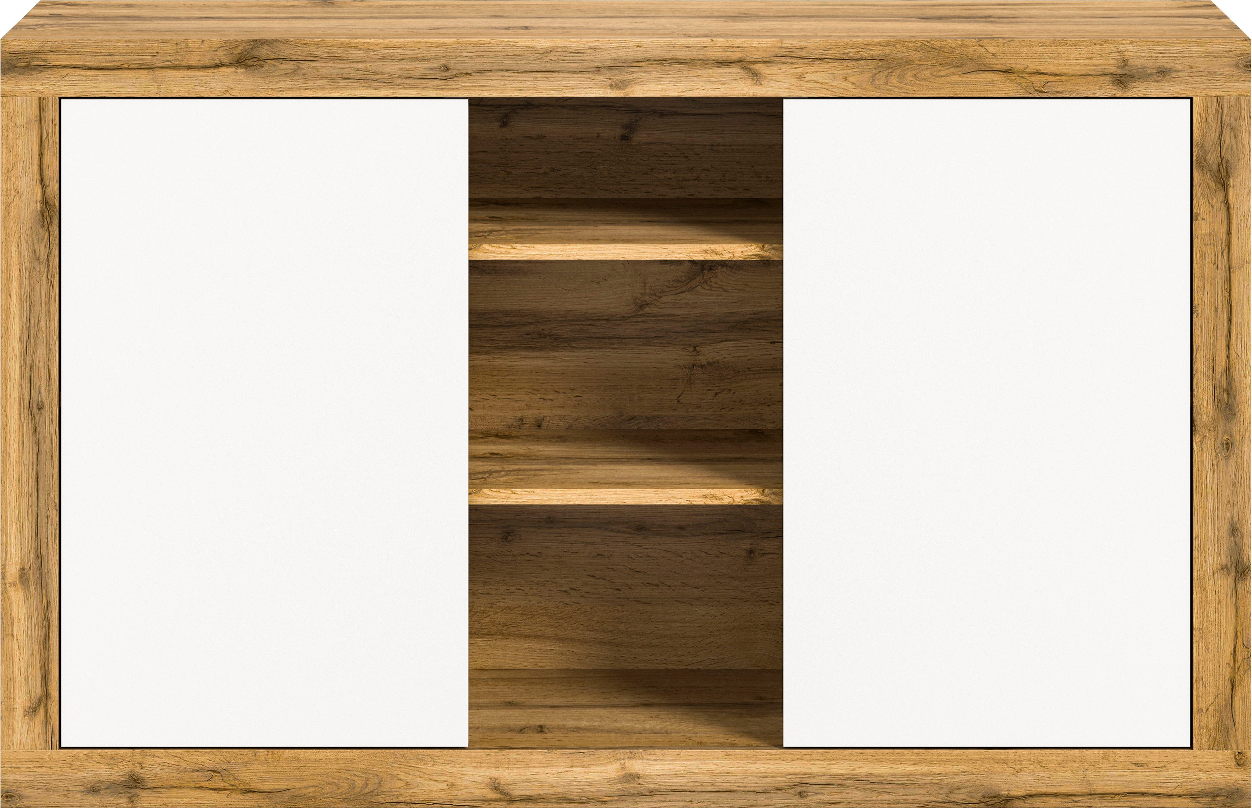 INOSIGN Dressoir Trinity, Breedte 130 cm, 2-deurs, 3 open vakken, greeploze fronten