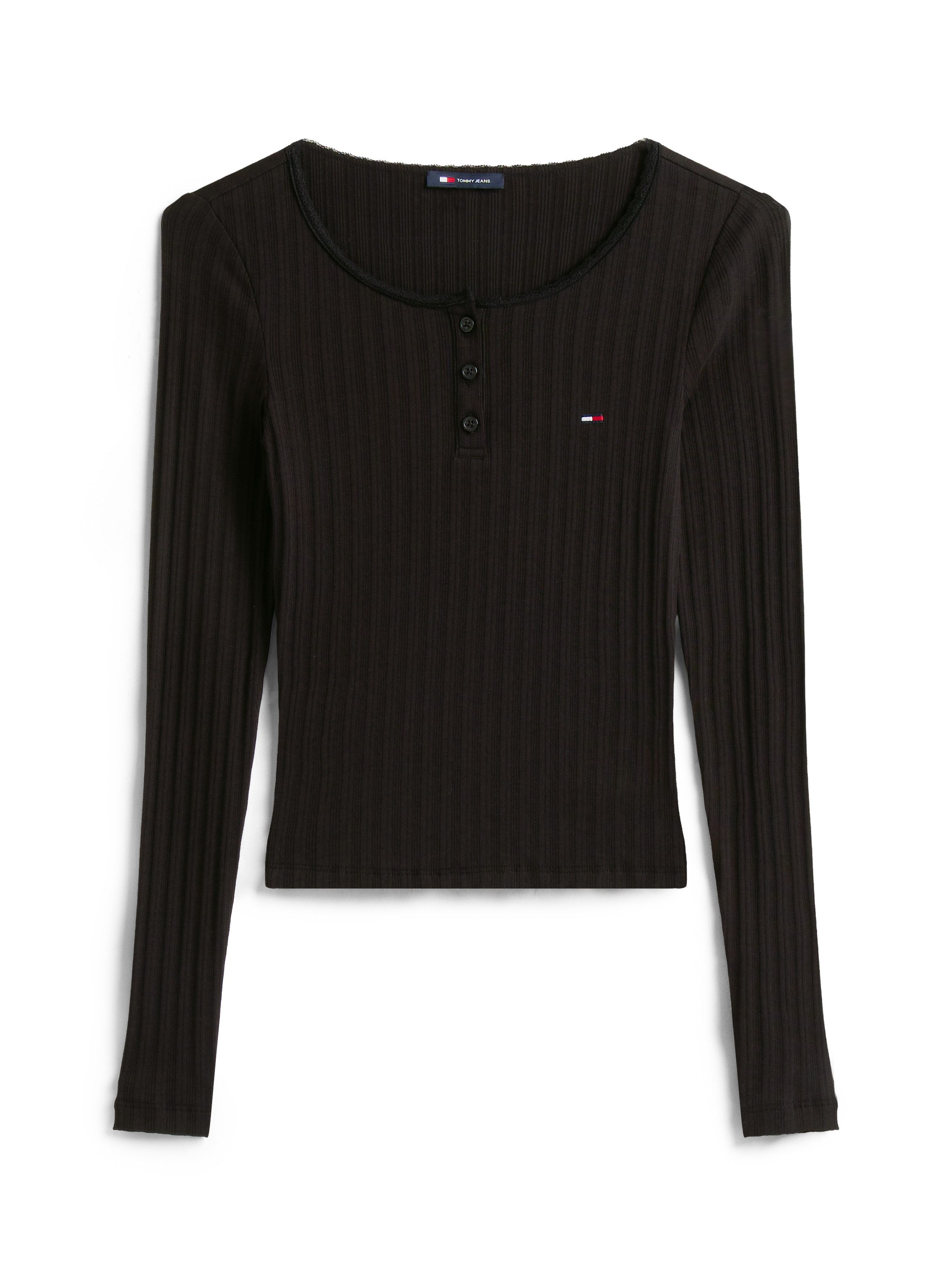 TOMMY JEANS Shirt met lange mouwen TJW SLIM SH IRREGULAR RIB LS