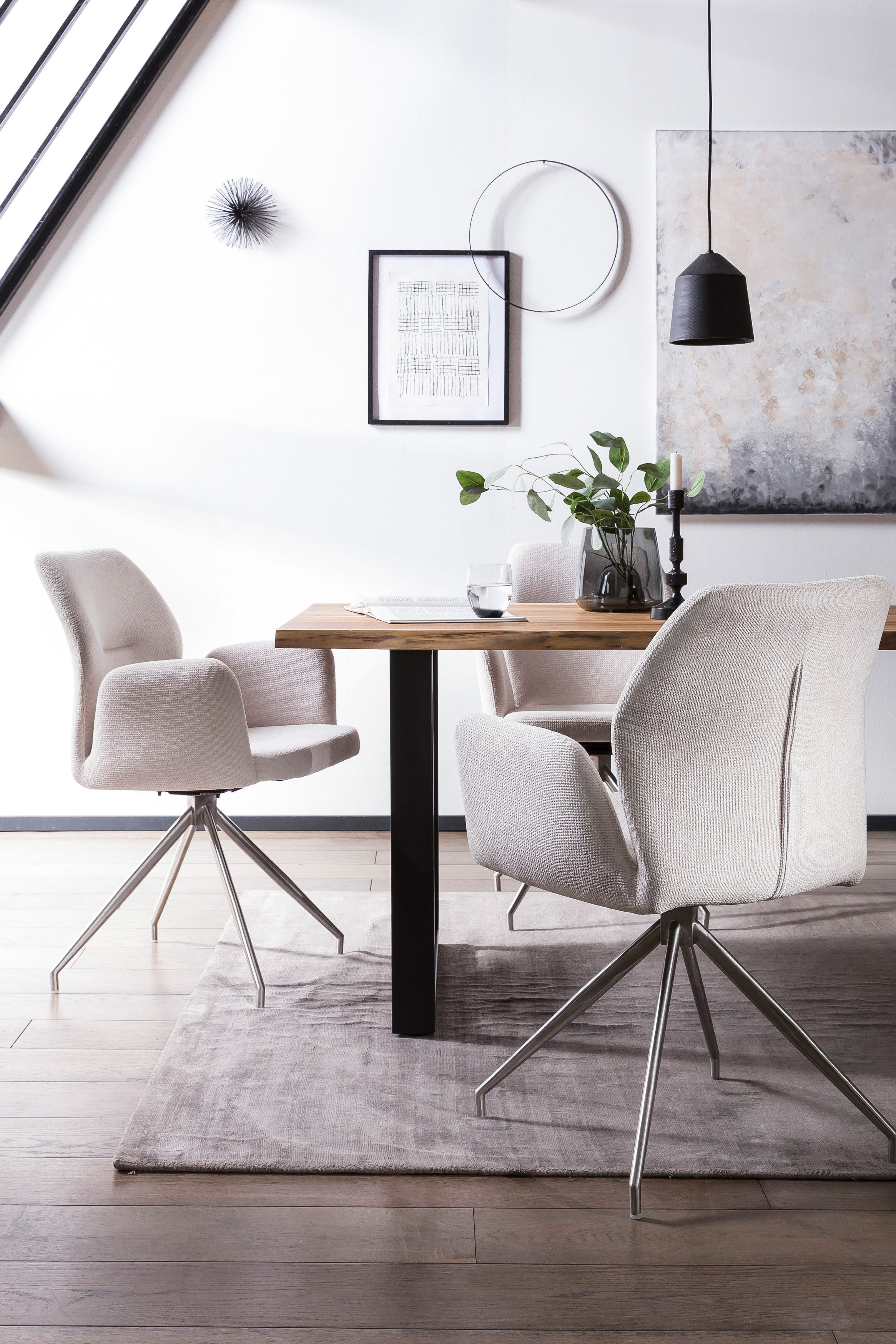 SalesFever Eethoek Tafelblad behandeld met OSMO hardwasolie in zijdeglans afwerking (set, 5-delig) eethoeken grijs