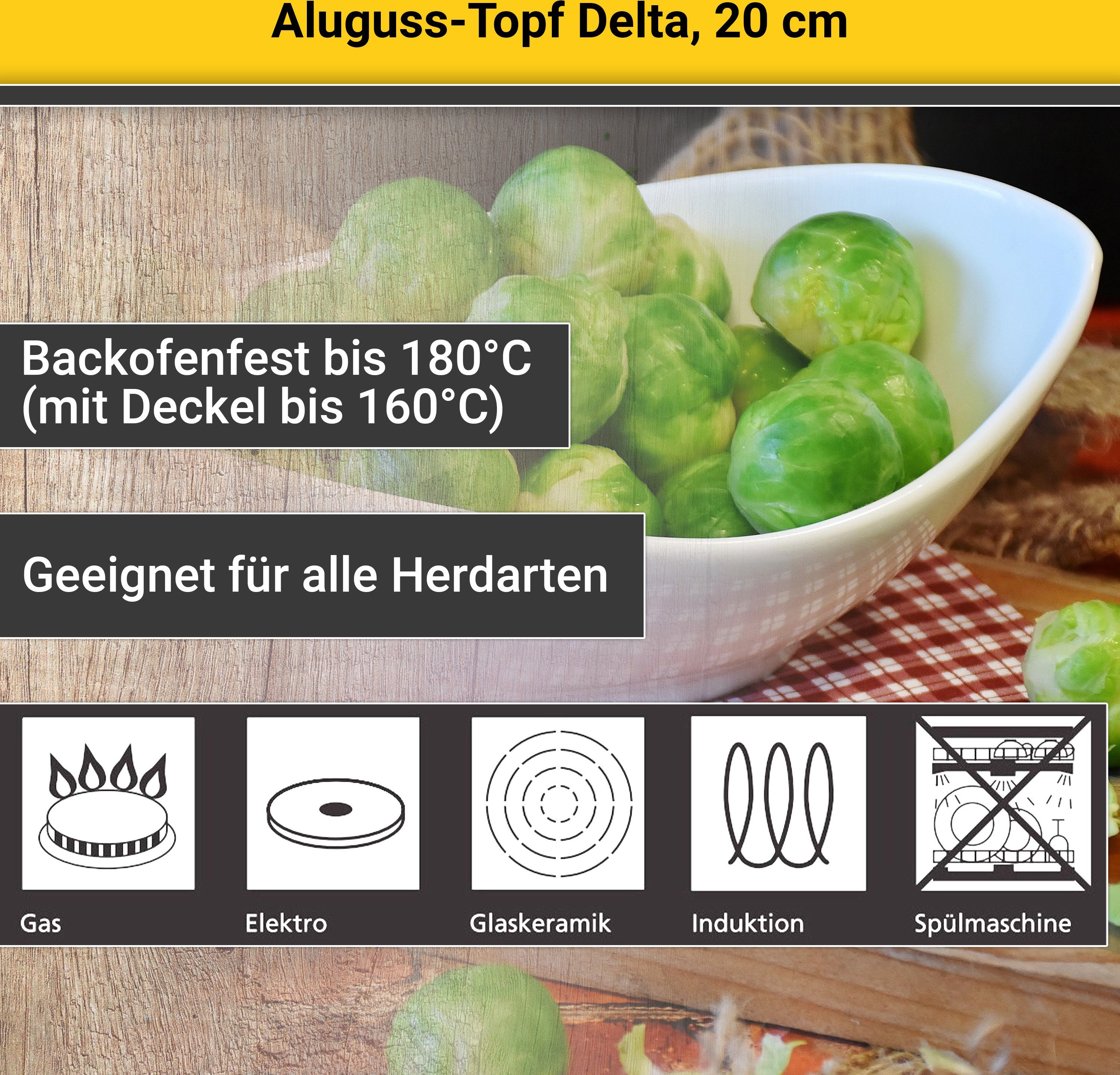 Krüger Braadpan Gietaluminium braadpan met glazen deksel delta