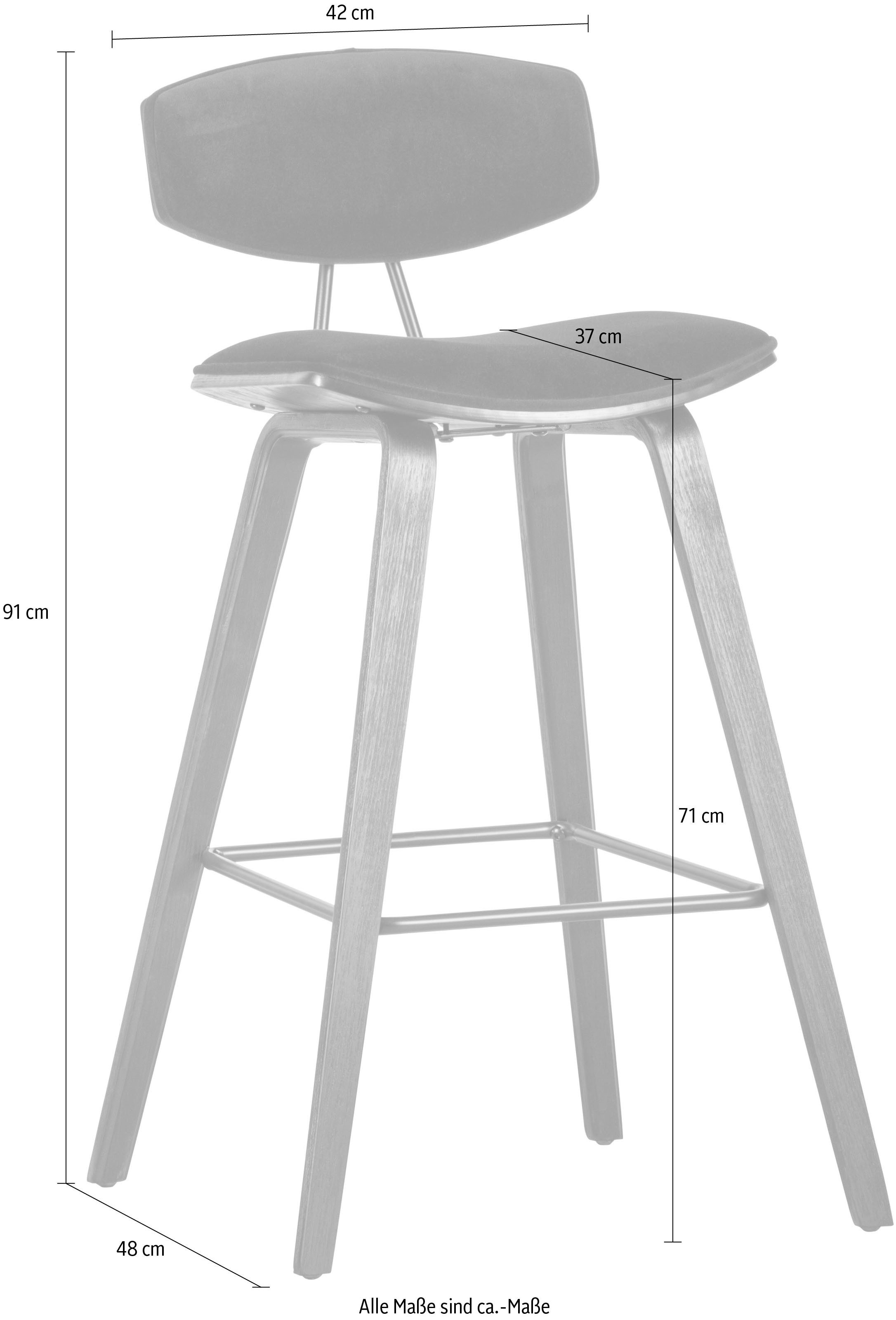 WOOOD Barkruk Senn Zitvlak van velours, H 94 cm x B 41 cm (2 stuks)