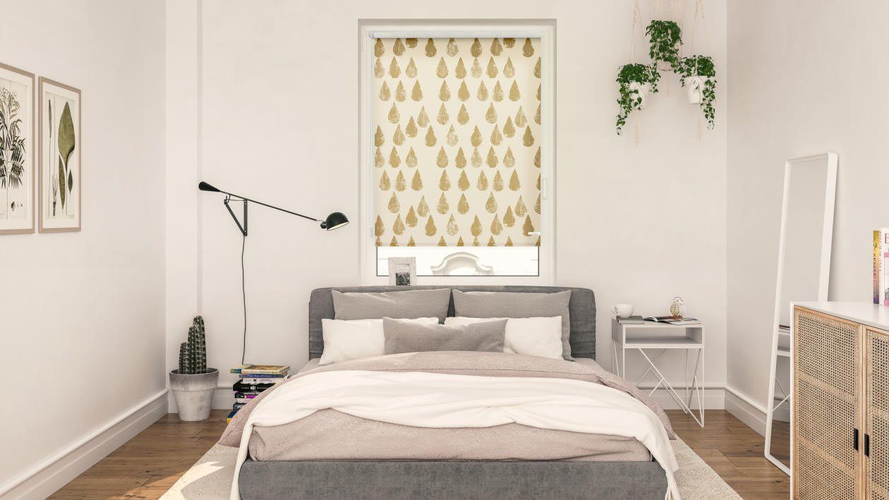 LICHTBLICK Rolgordijn met zijbediening Rolgordijn Klemmfix, zonder boren, verduistering, golden drops - goud (1 stuk)