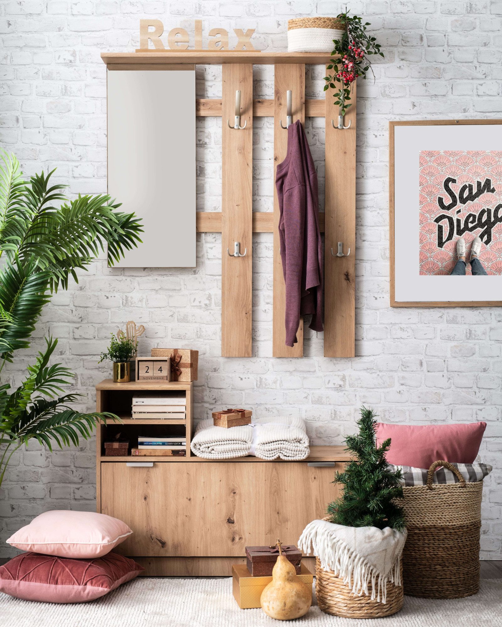 INOSIGN Halmeubelset Ravenna halgarderobe, dielenkast, compacte garderobe, breedte 100 cm (complete set, 2-delig)