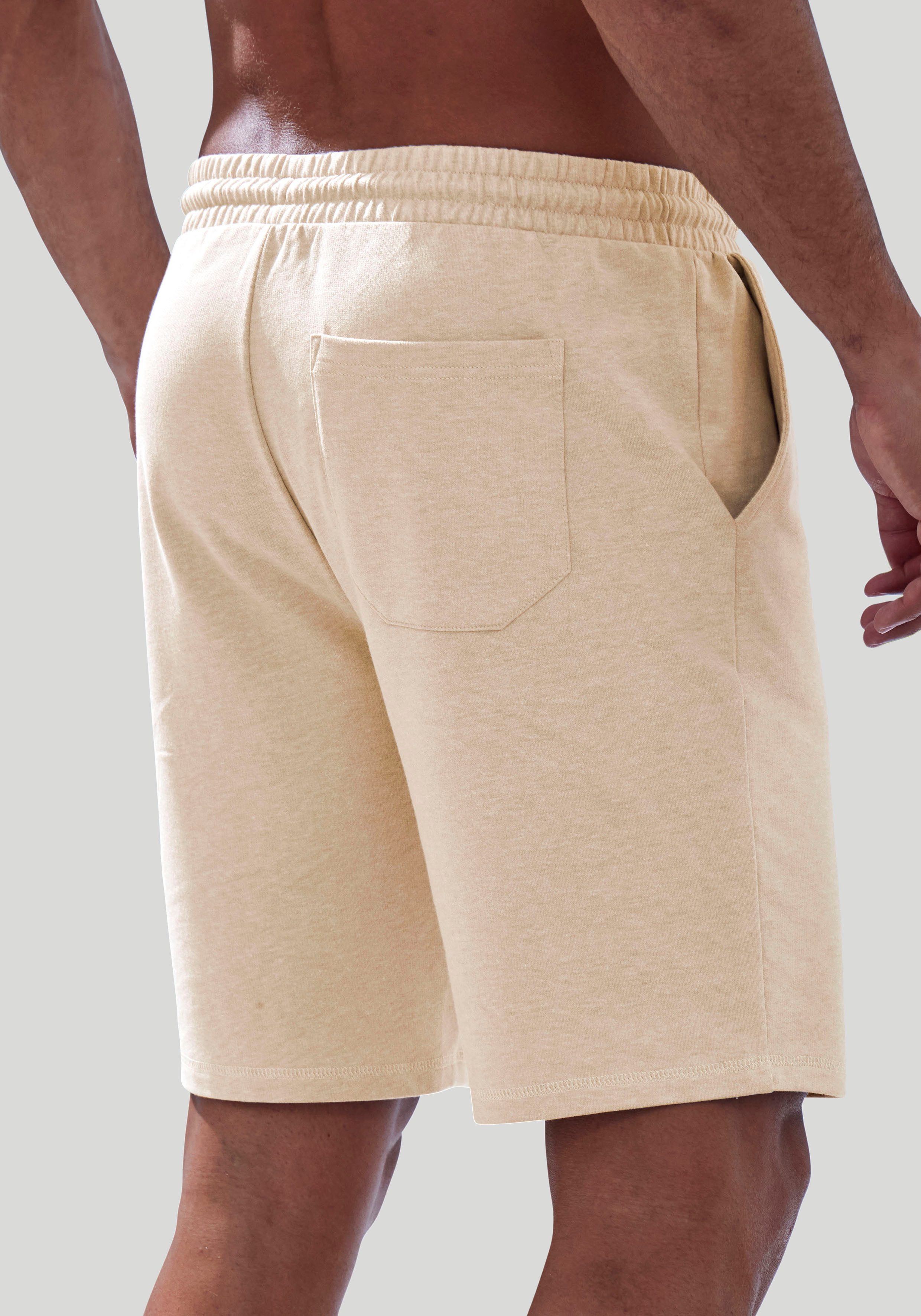 John Devin Sweatshort Wijd model in melange-look van katoenmix