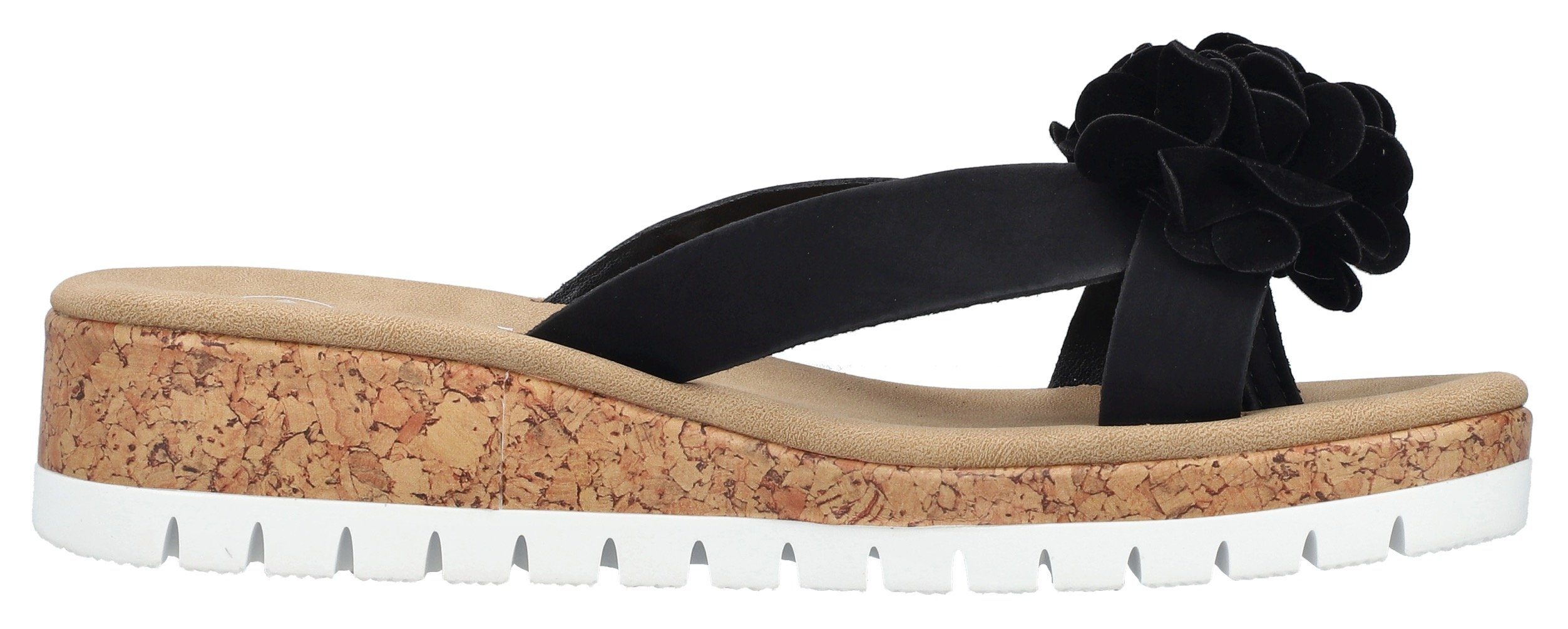 Rieker Slippers sleehak, zomerschoen, slippers met sleehak in kurk-look