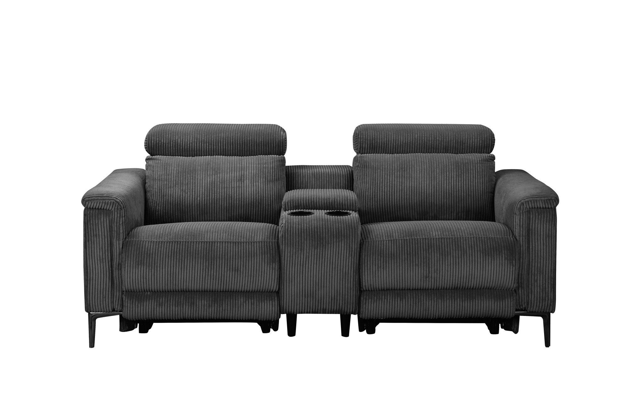 Places of Style 2-zitsbank Lund in cord, 2-zits bioscoopbank, tv-fauteuil, multimedia-sofa, USB-A met elektrische of handmatige relaxfunctie, bekerhouder en opbergruimte