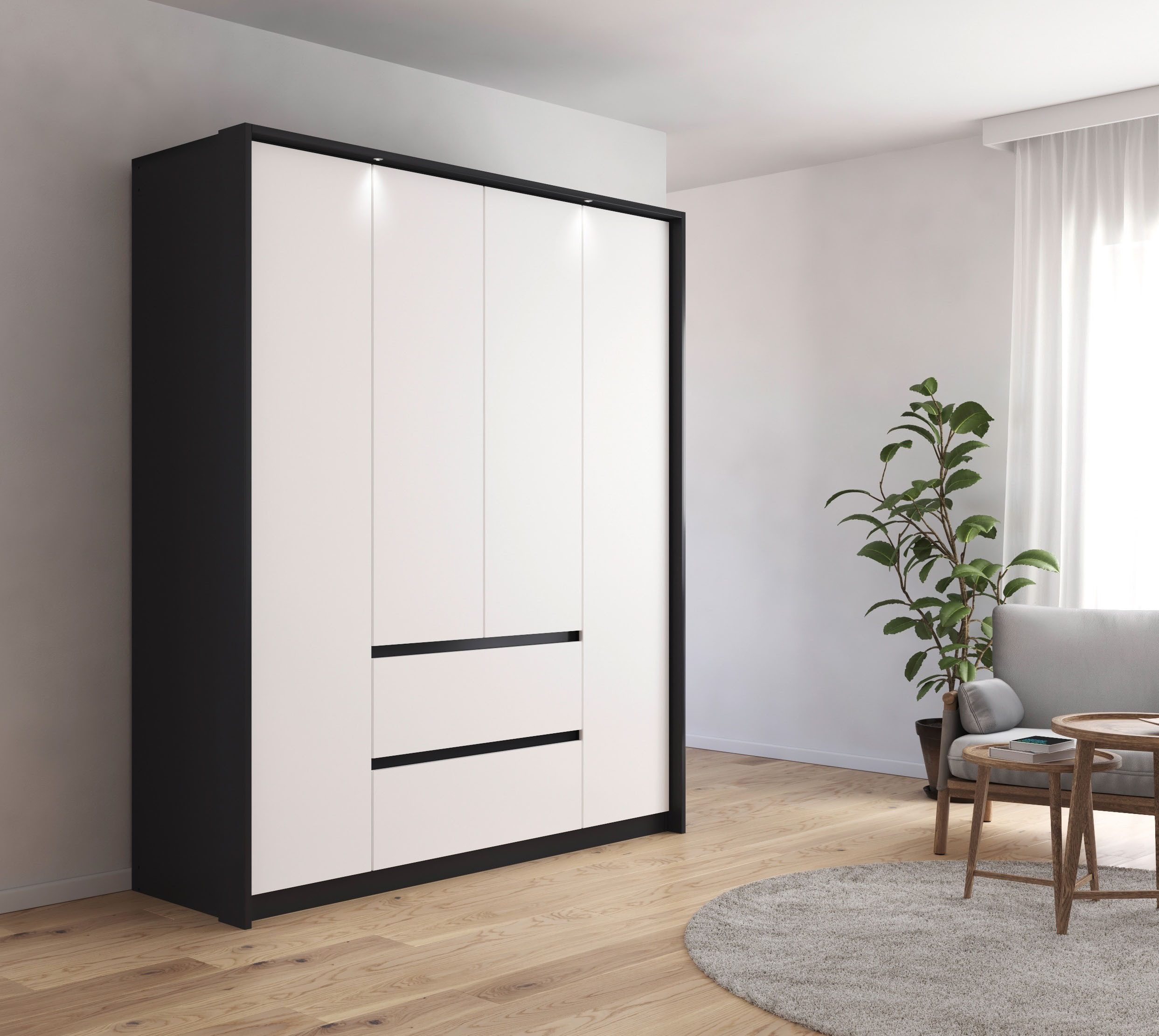 rauch Draaideurkast Mainz met passe-partout optioneel met verlichting, buitendeuren met push-to-openfunctie