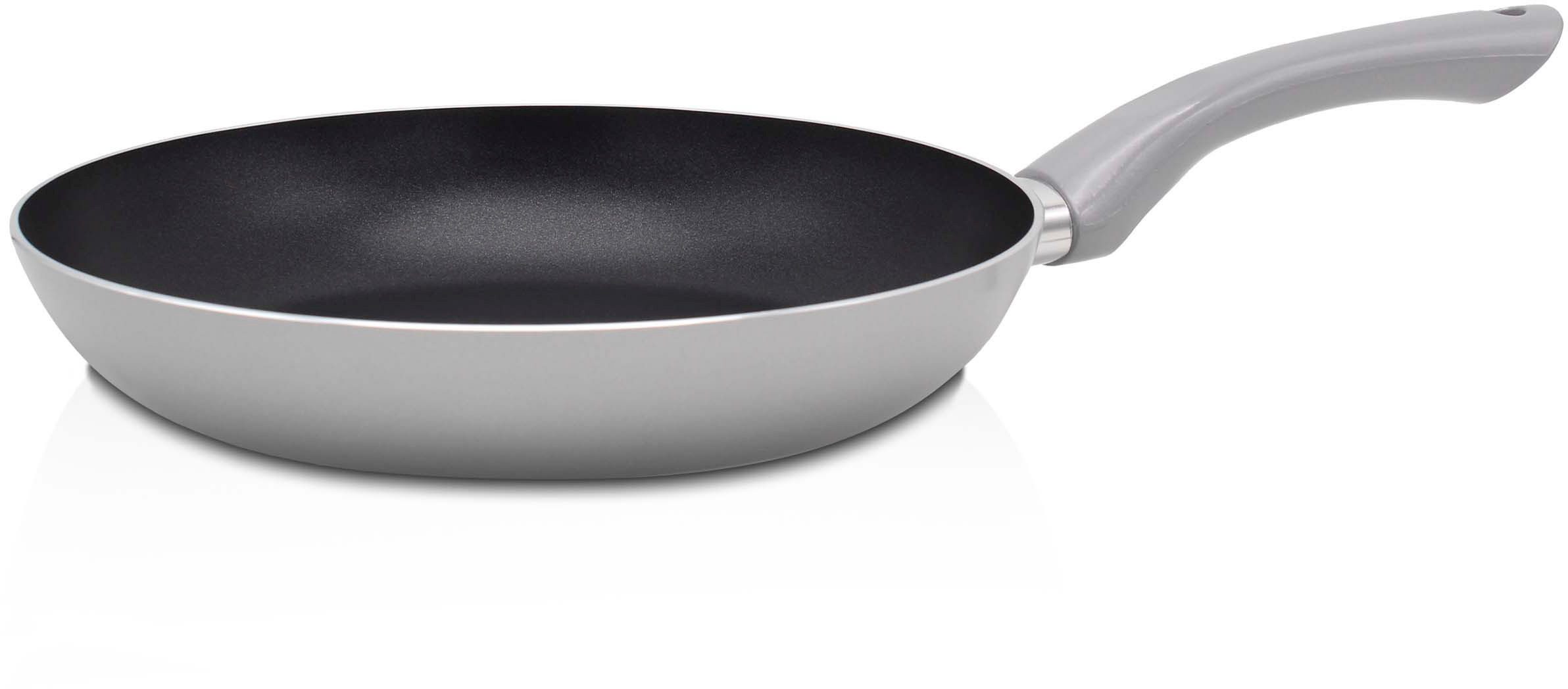 Krüger Koekenpan Aluminium koekenpan Londen voor inductiekookvelden geschikt (1-delig) koekenpannen maat Ø 24 cm x 4,6 cm grijs