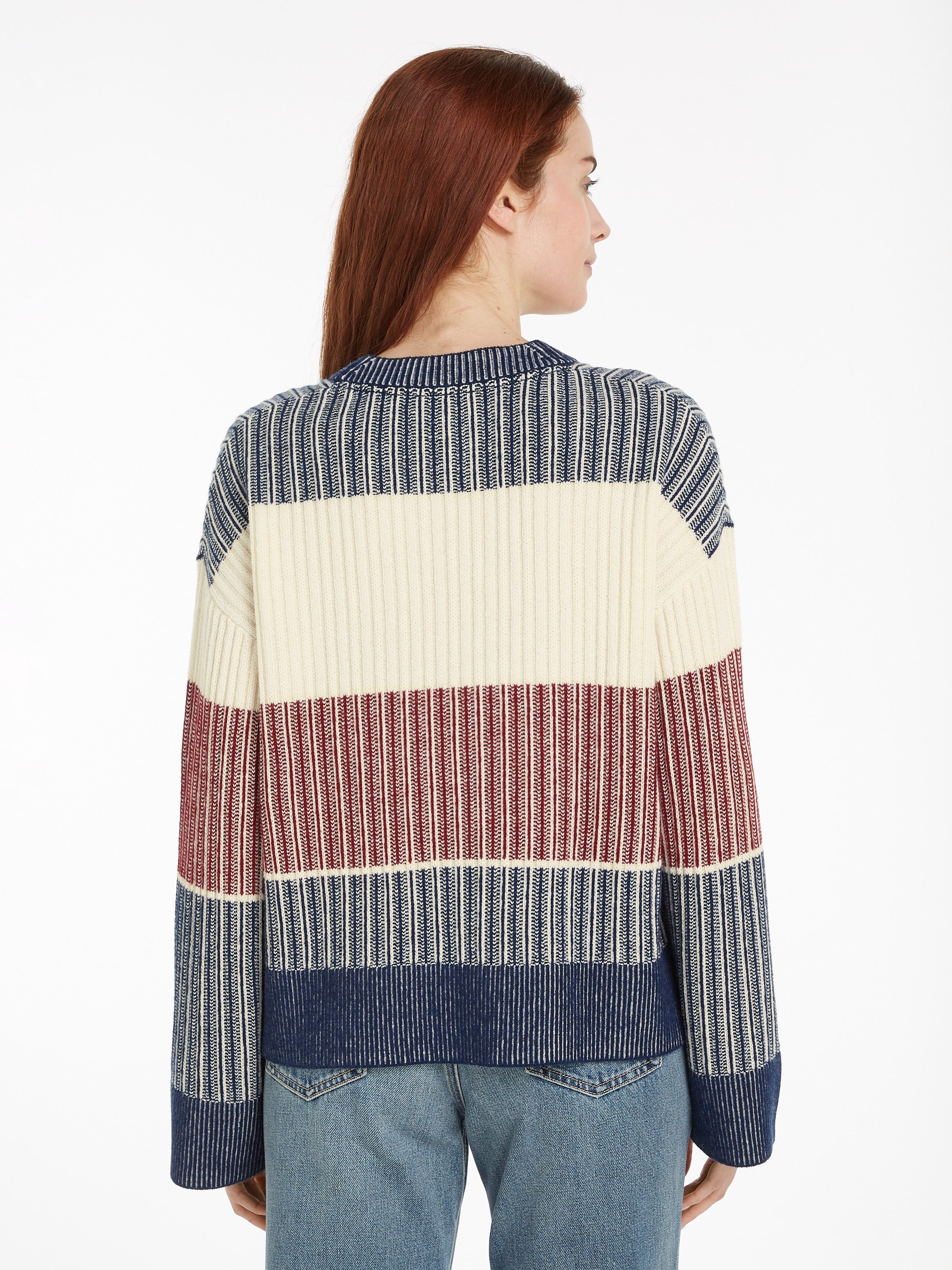 Tommy Hilfiger Gebreide trui GLOBAL STP ALL OVER SWEATER met global stripe (Global Serie TH VROUWEN)