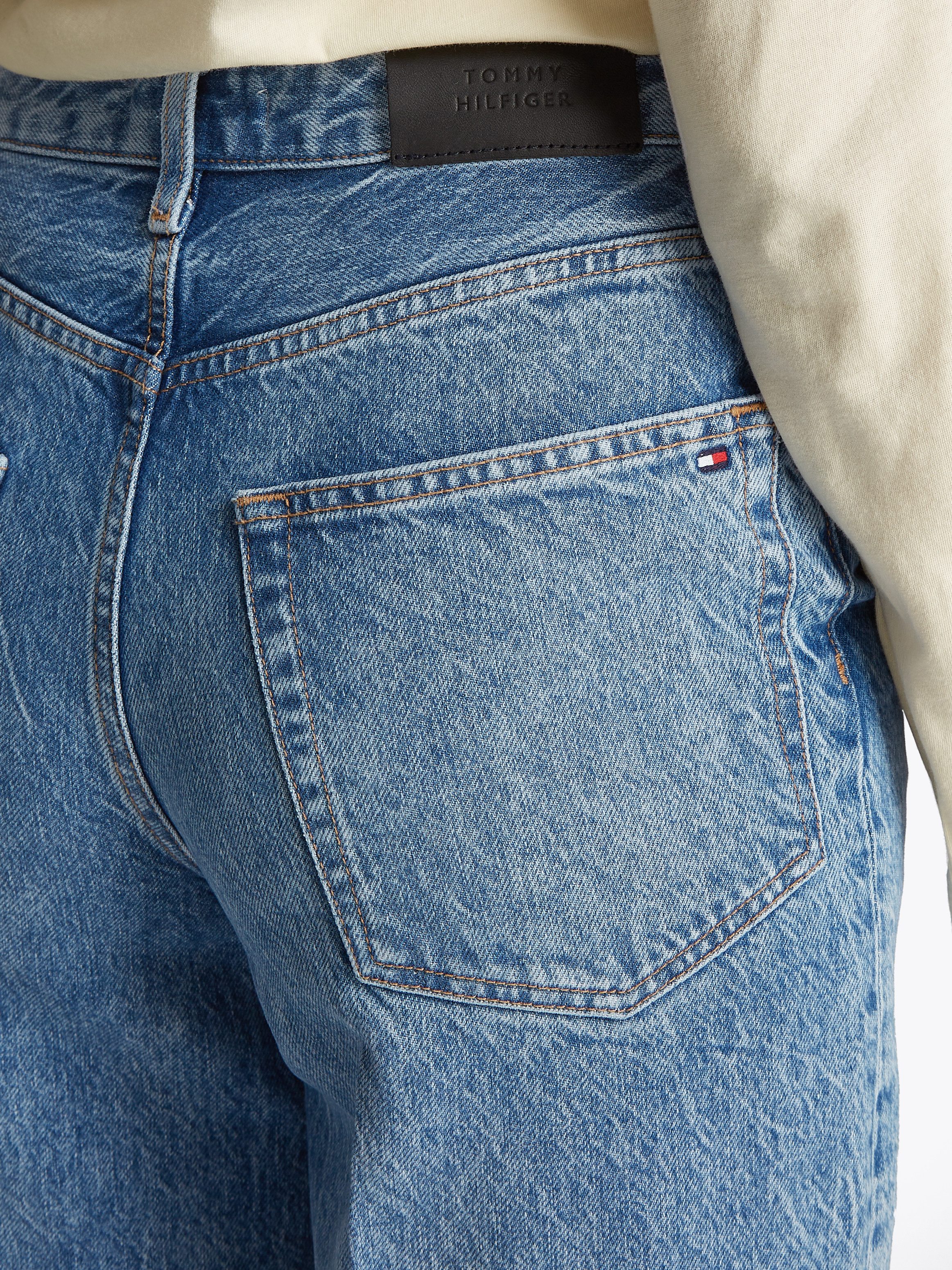 Tommy Hilfiger Wijde jeans WIDE LEG HW LOU met logo-badge, met nagels, met persplooien