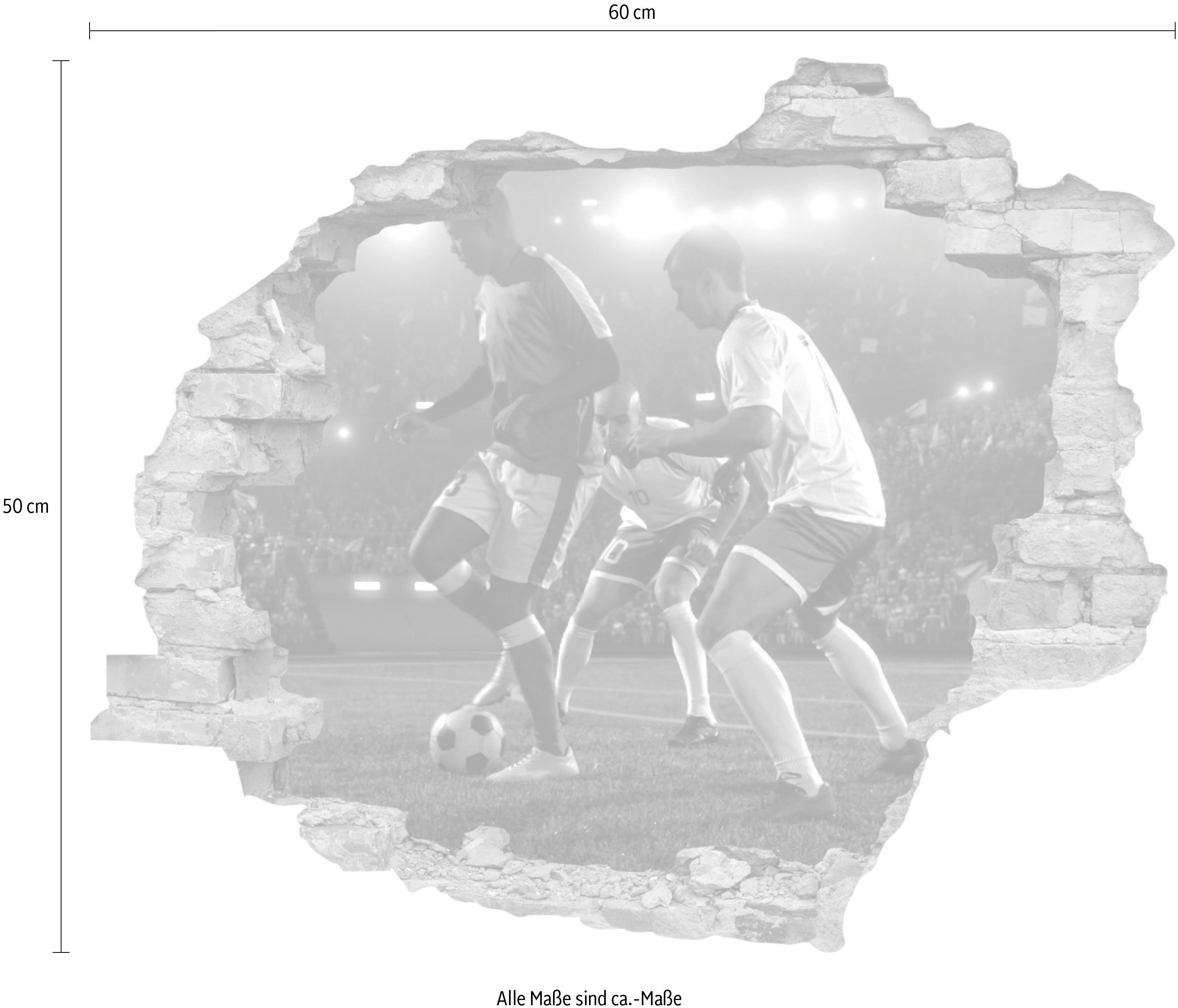 queence Wandfolie Voetbal Muursticker, muurdecoratie, zelfklevend, 3D, muurdurchbraak (1 stuk)