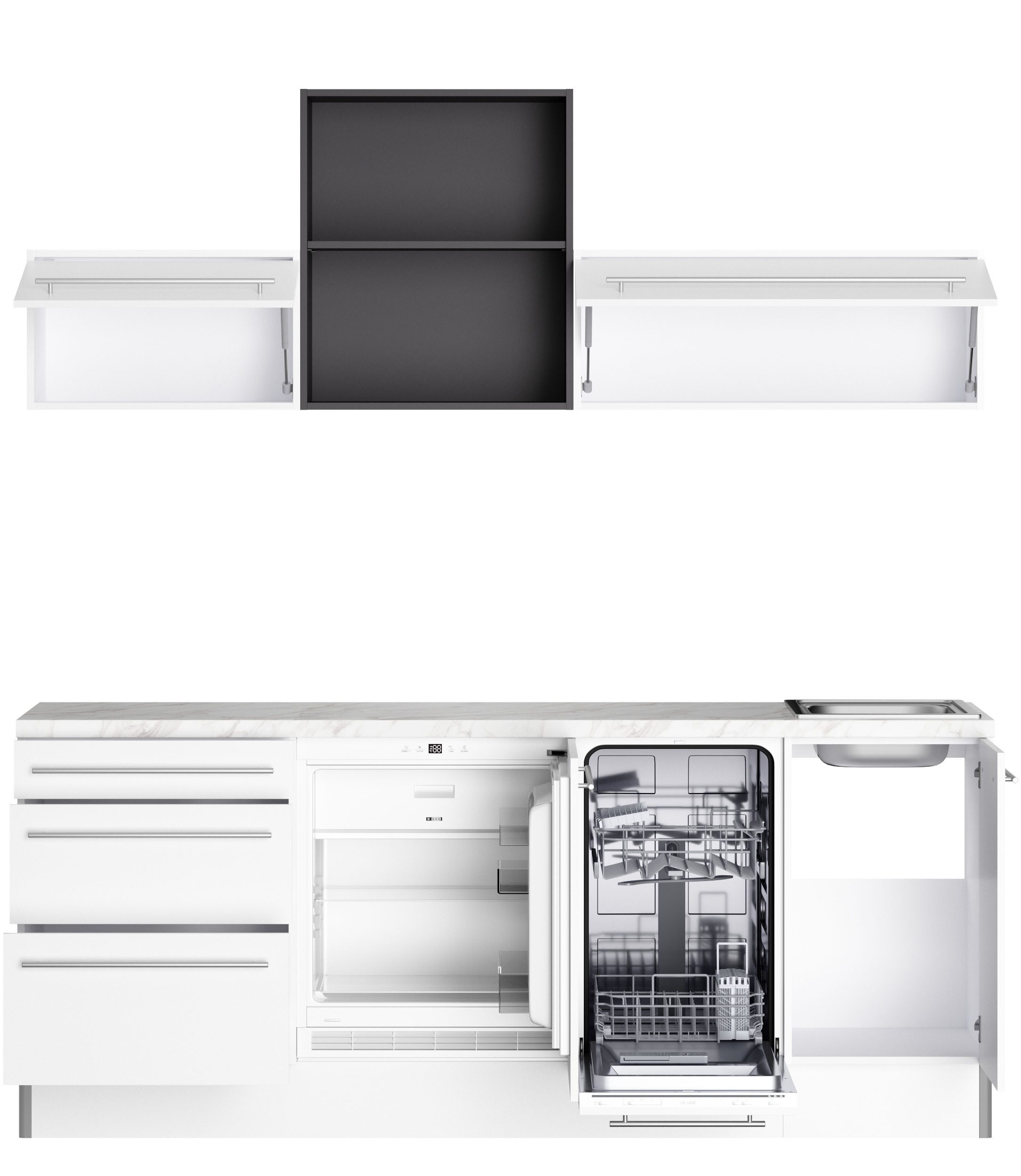 Kochstation Keuken KS-Bern2 Breedte 210 cm, optioneel met elektrische apparaten, met plank