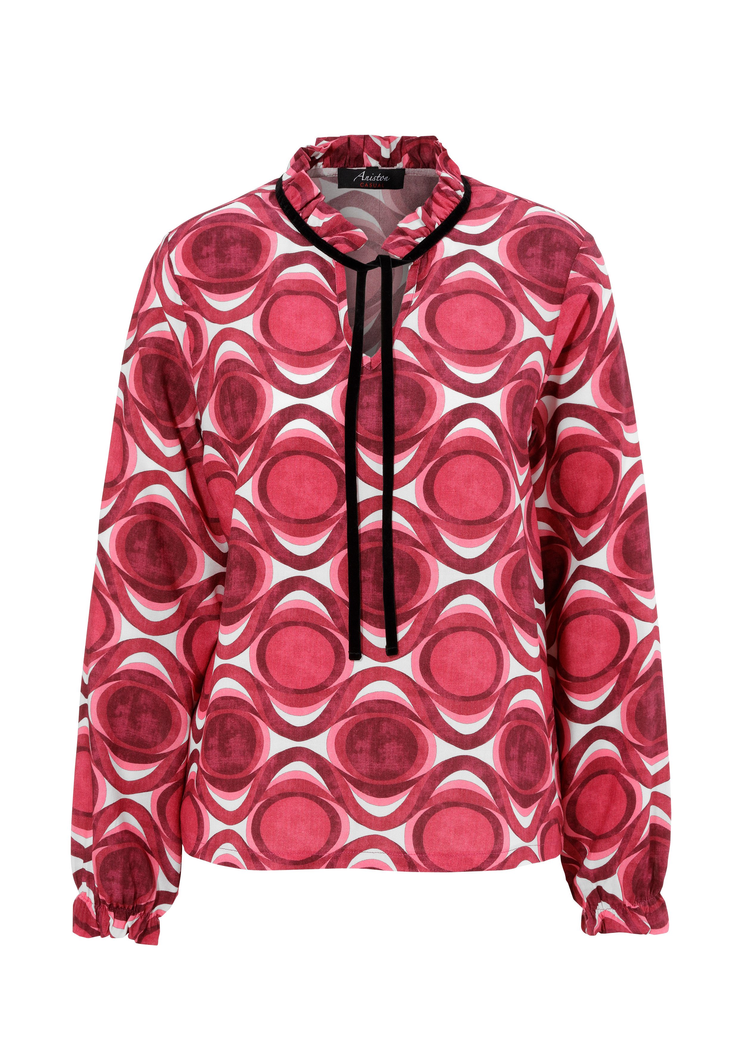 Aniston CASUAL Blouse zonder sluiting met trendy gekleurde, grafische print