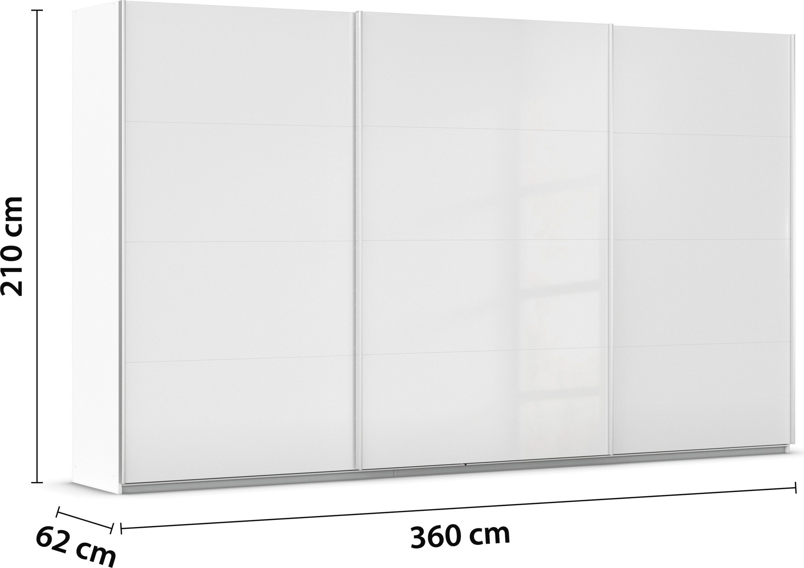 rauch Schuifdeurkast Kledingkast kast garderobe AGORDO met decor- of hoogglansfront doordachte binnenuitrusting, in 4 breedtes en 2 hoogtes made in germany