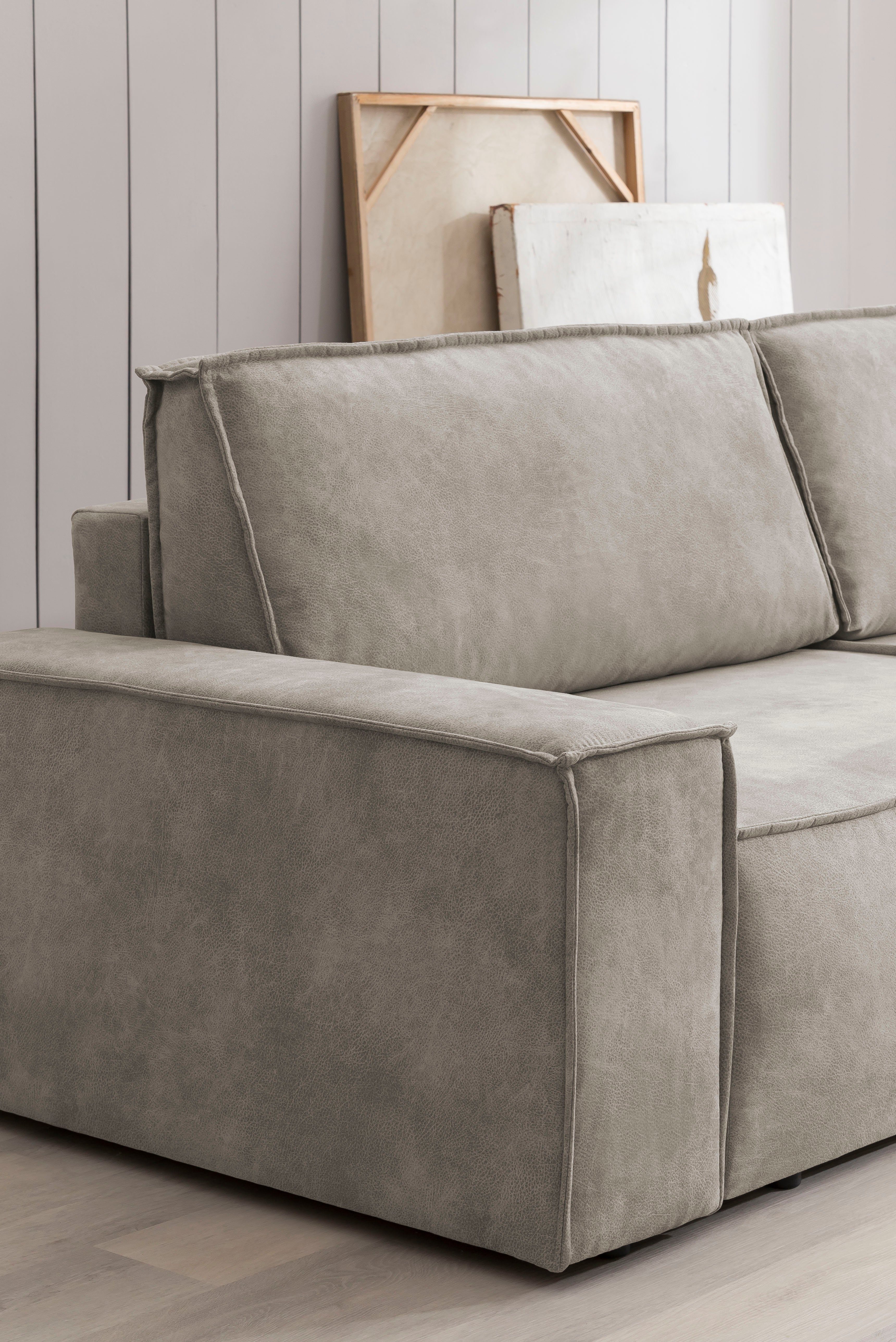 Home affaire 3-zitsbank SHERWOOD slaapbank (257 cm) ribfluweel, velours, vintage lederlook