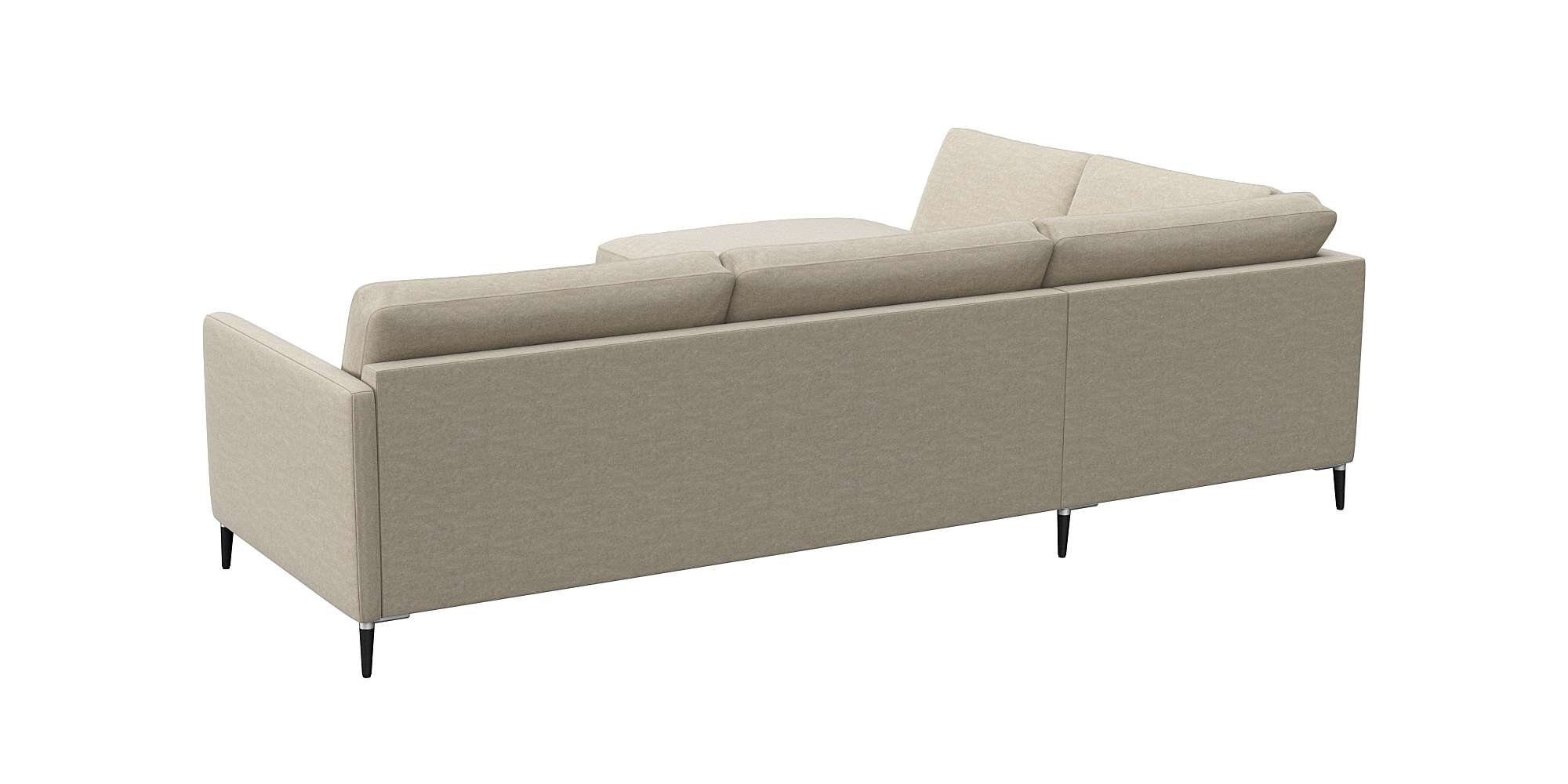 FLEXLUX Hoekbank Fiore, L-vorm smalle armleuningen, koudschuim, poten aluminium + zwart
