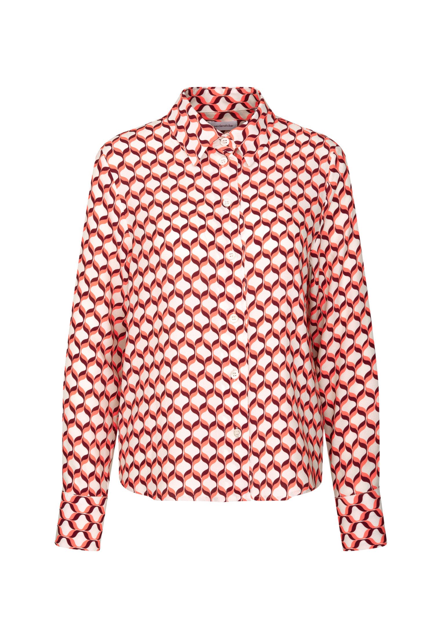 seidensticker Overhemdblouse Zwarte roos Lange mouwen kraag geometrische motieven