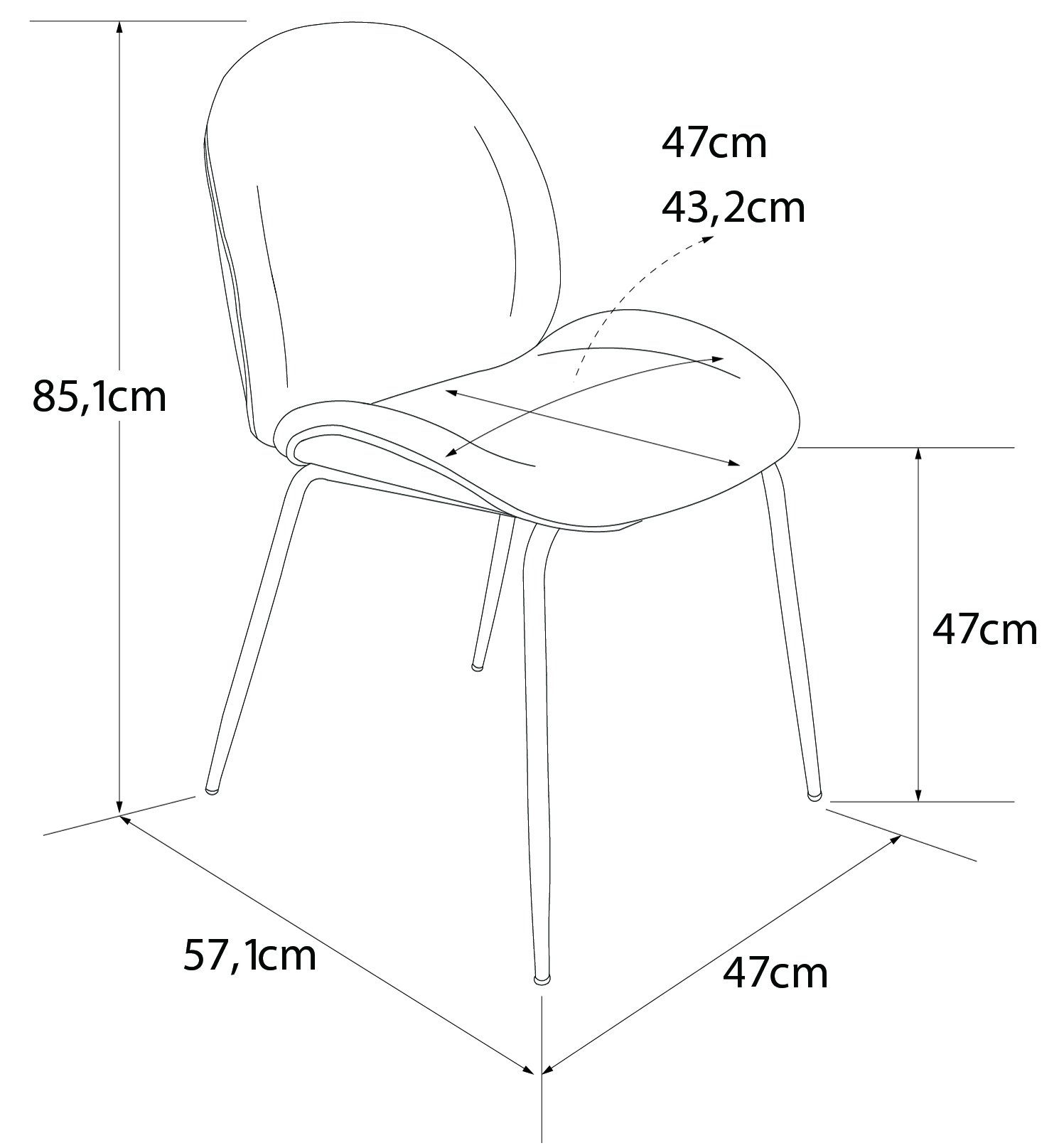 CosmoLiving by Cosmopolitan Eetkamerstoel Astor Zacht verdikte zitting en rugleuning, messingkleurig frame, zithoogte 47 cm (1 stuk)