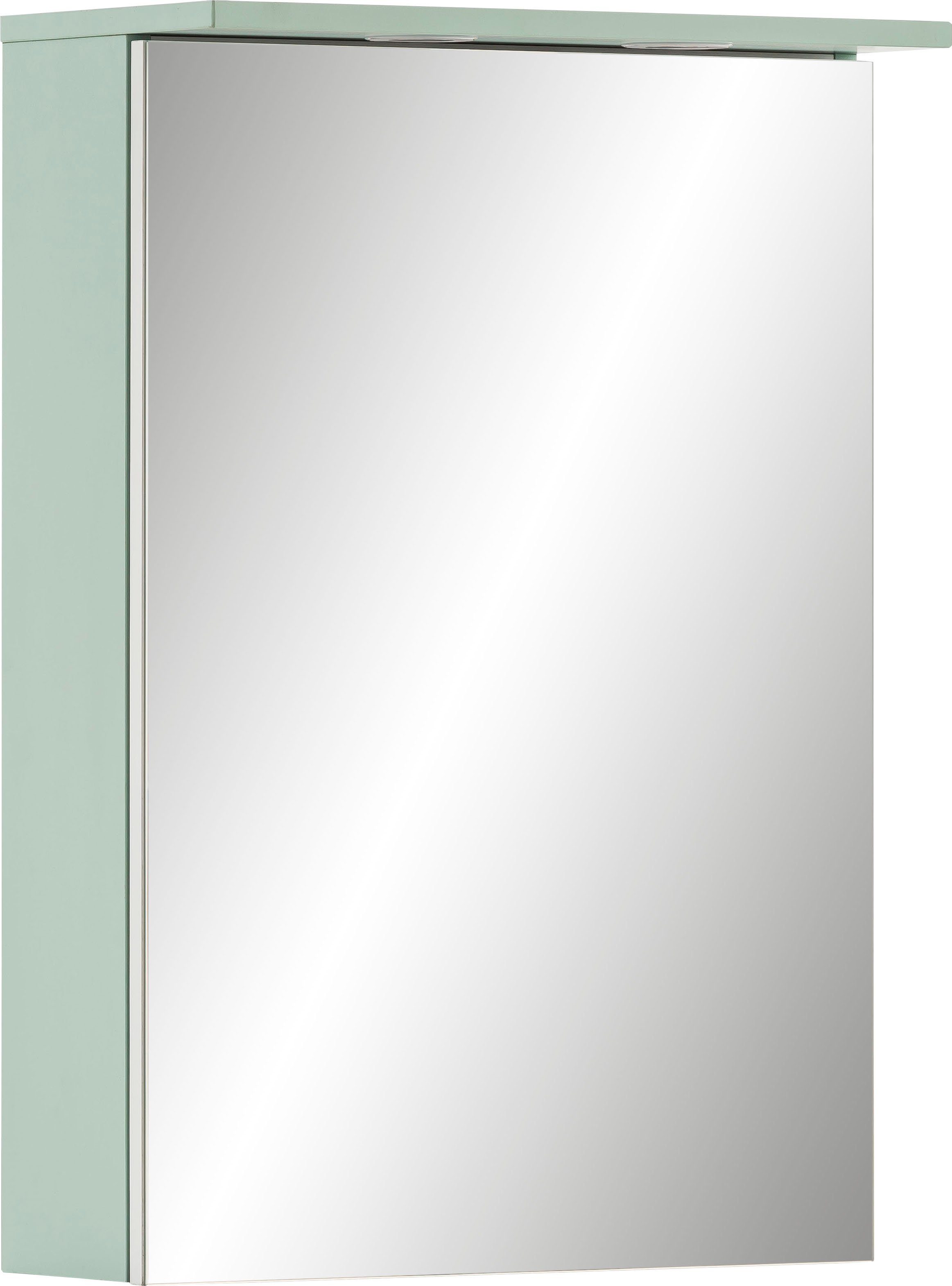 Schildmeyer Spiegelkast Sarah Breedte 50,4 cm, 1-deurs, 2 led-inbouwspotjes, schakelaar-/stekkerdoos, glasplateaus, Made in Germany