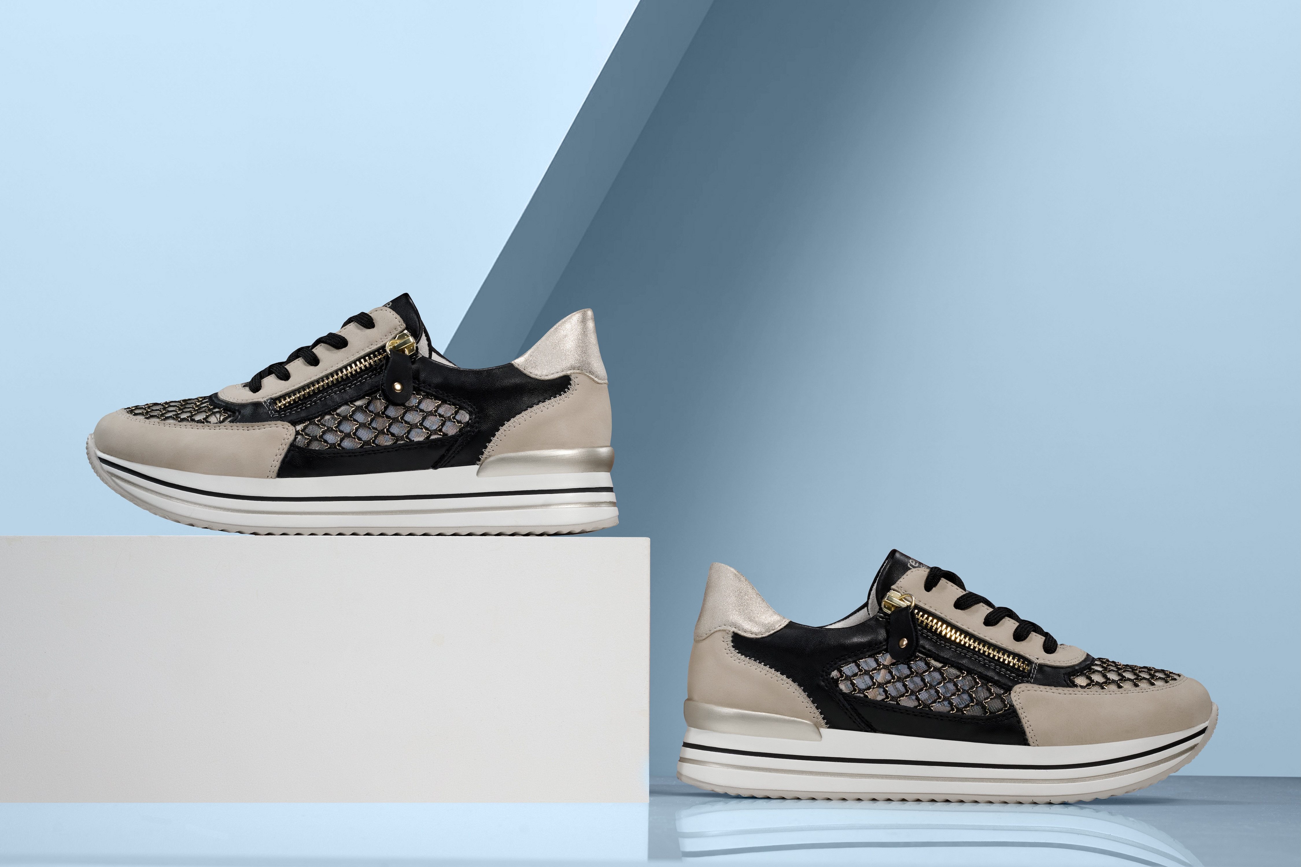 Remonte Plateausneakers , vrijetijdsschoen, lage schoen, veterschoen, vegan, contrastafwerking