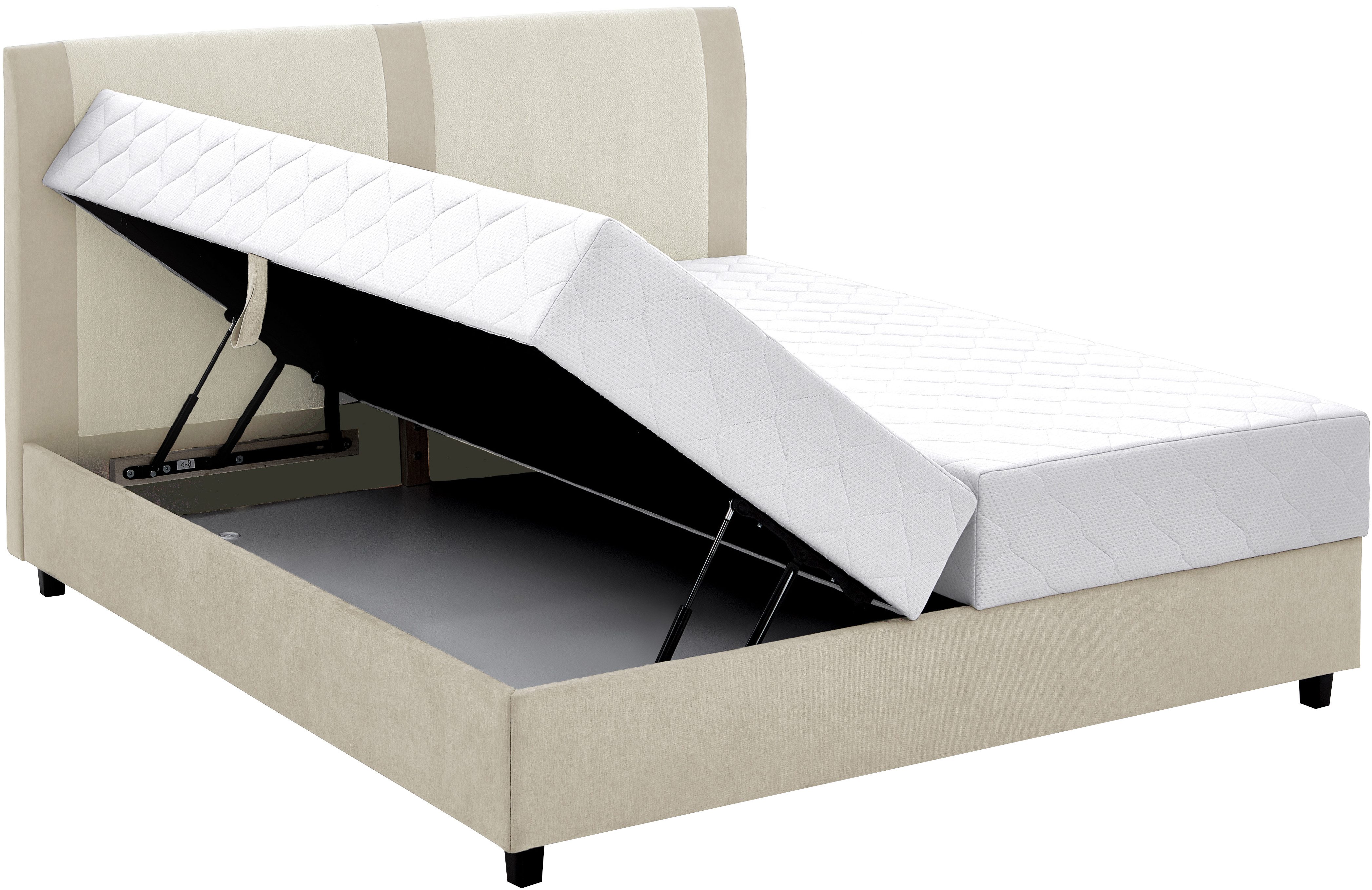 ATLANTIC home collection Boxspring Borgholm met pocketveringsmatras, bedkist en garnering in het hoofdbord
