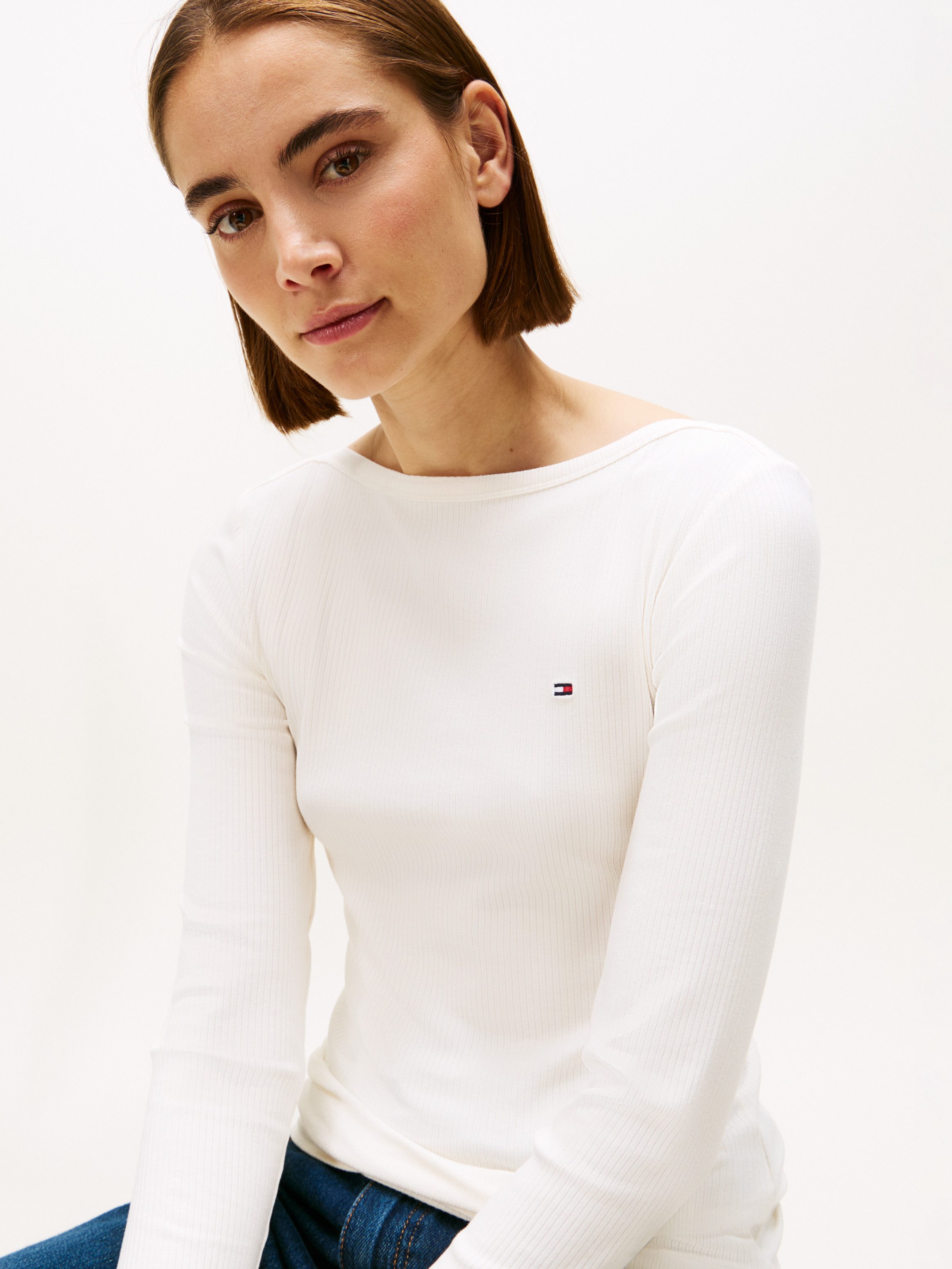 Tommy Hilfiger Shirt met lange mouwen SLIM 5X2 RIB BOAT-NK LS