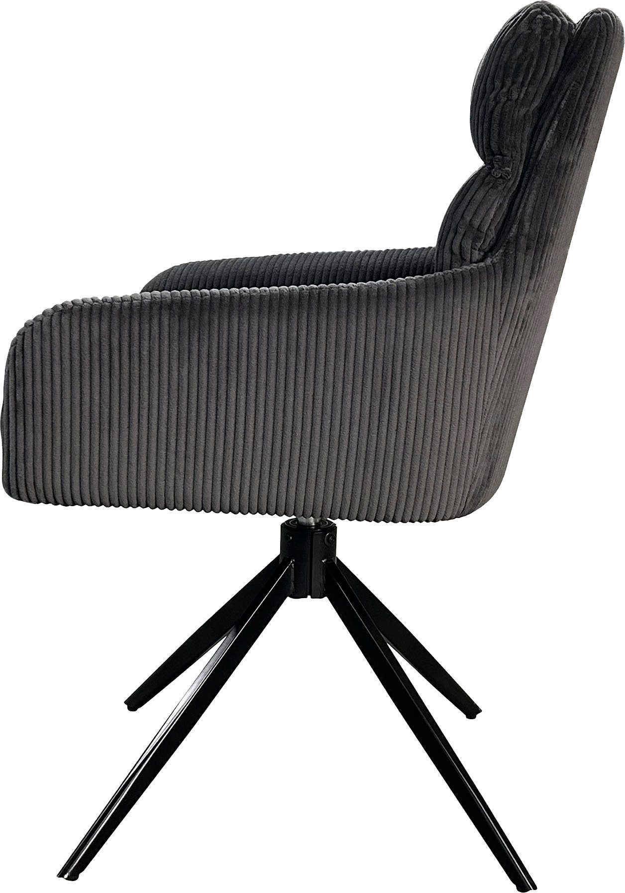 byLIVING Eetkamerstoel Pura (2-stuks set) Zitkuip 360° draaibaar, zwart metaal, armleuningstoel, diverse kleuren (set)