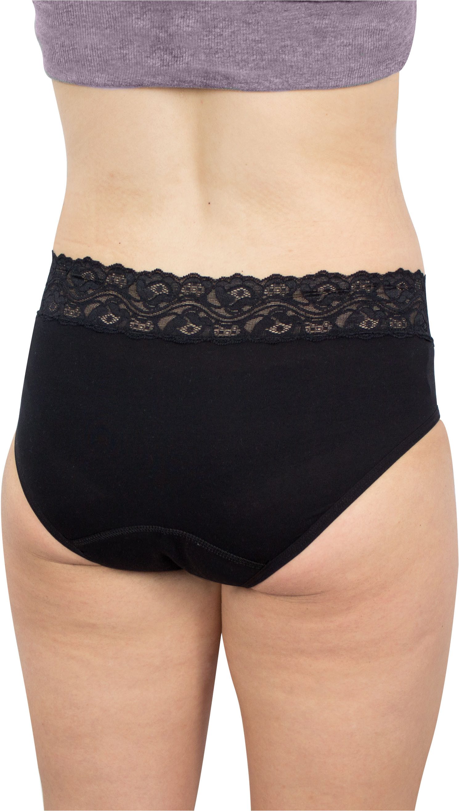 Hydas Incontinentieslip mit elegantem Spitzenbund und integrierter Saugeinlage, aus Baumwolle