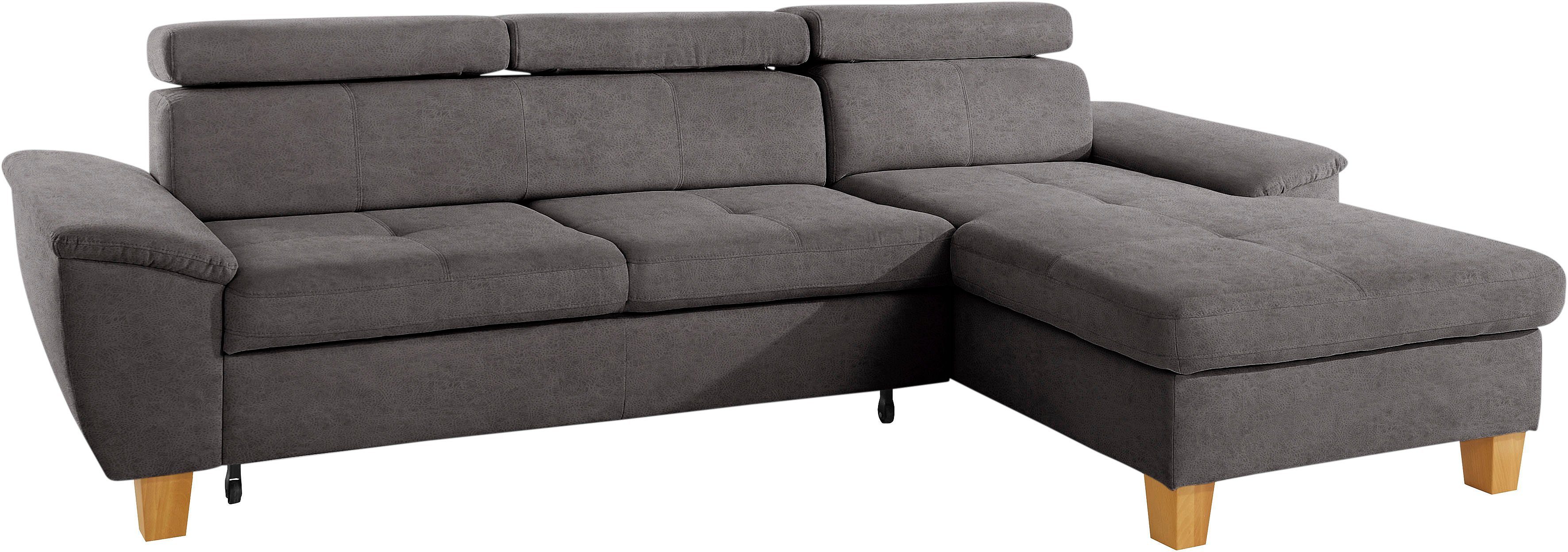 exxpo - sofa fashion Hoekbank Enya, uitgebreide afwerking, hoog zitcomfort, comfortabel, L-vorm inclusief verstelbare hoofdsteun, naar keuze met slaapfunctie en bedkist