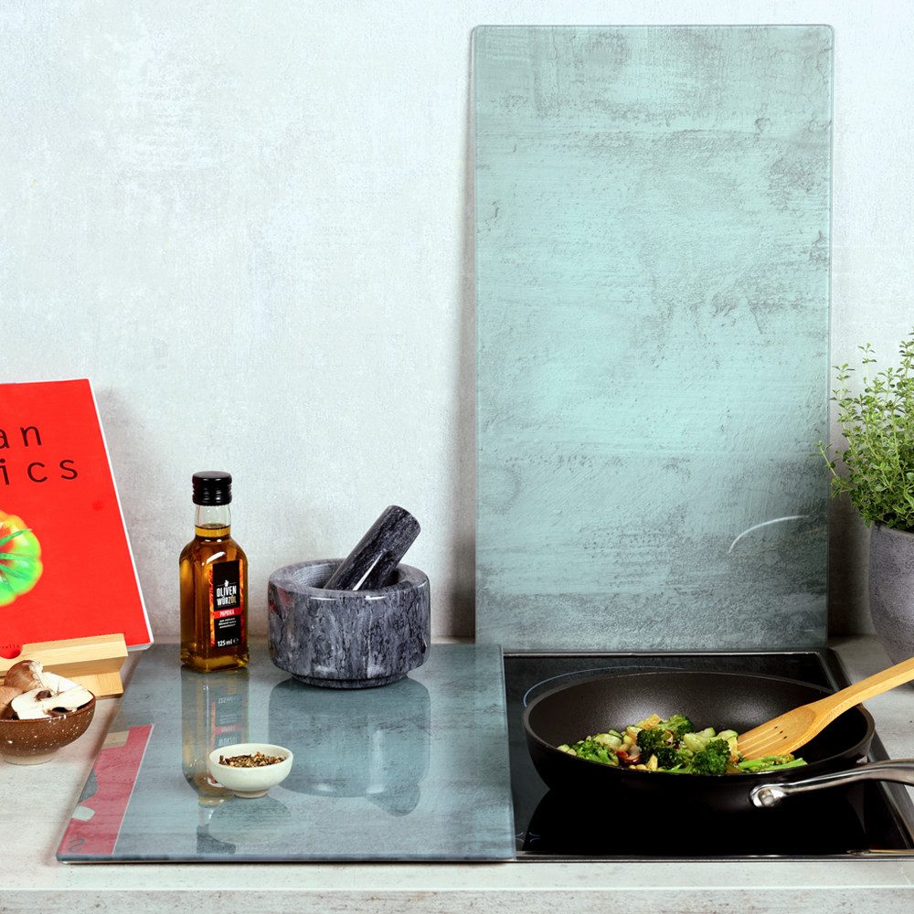 KESPER for kitchen & home Snij- en afdekplaat Multi-glas snijplank, 2-delig, betonlook (set)
