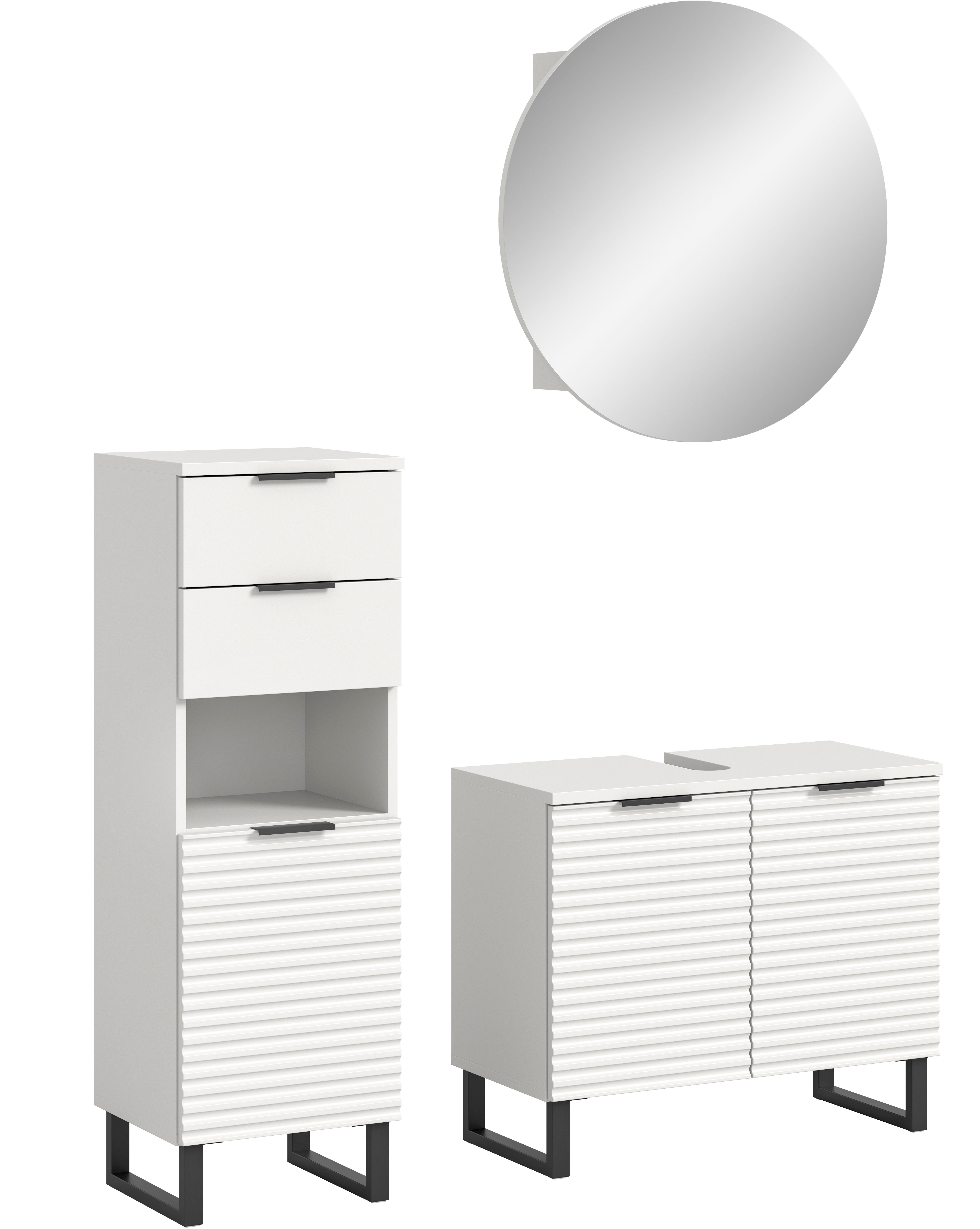 welltime Badmeubelset Litica, breedte 120 cm, hoogwaardige groeffrezing, metalen slede (3 stuks)