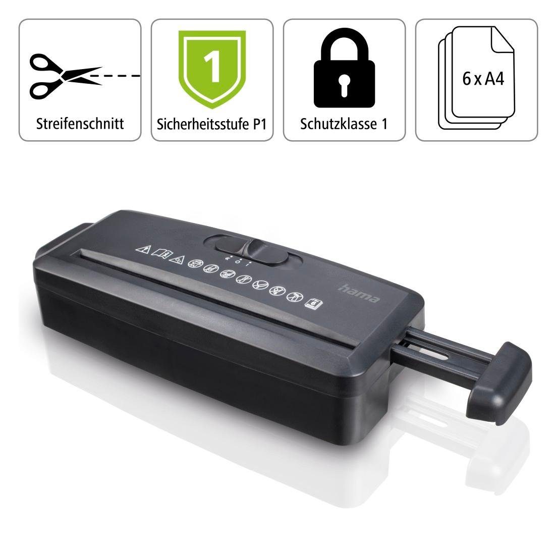 Hama Opzet-papiervernietiger Mini S6, Shredder met veiligheidsniveau P1