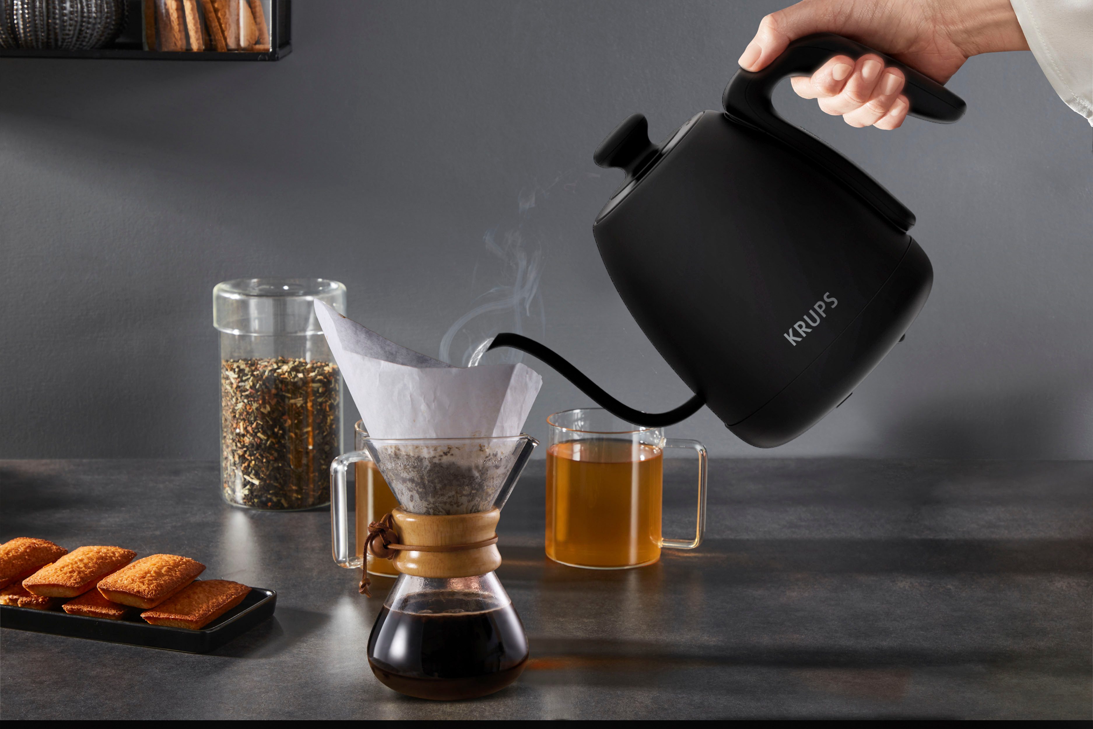 Krups Waterkoker BW9238 coffee control Gooseneck, 1 l, Zwanenhals-uitloop, 1 L, digitale weergave, 8 instellingen