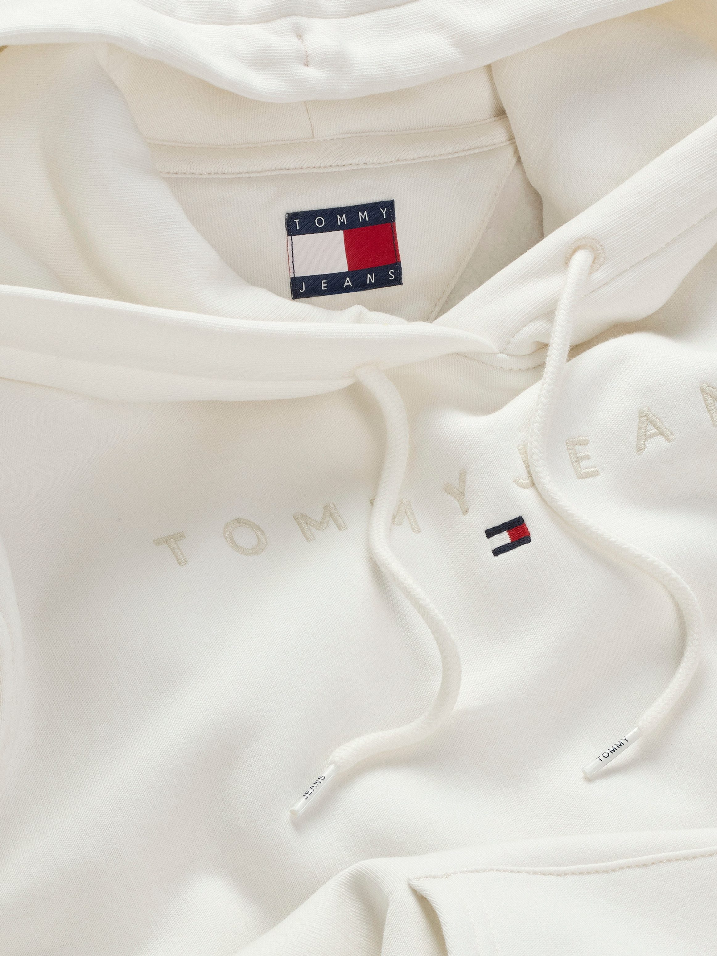Tommy Jeans Curve Hoodie TJW REG TONAL LINEAR HOODIE EXT in grote maten, capuchon, logo-borduursel