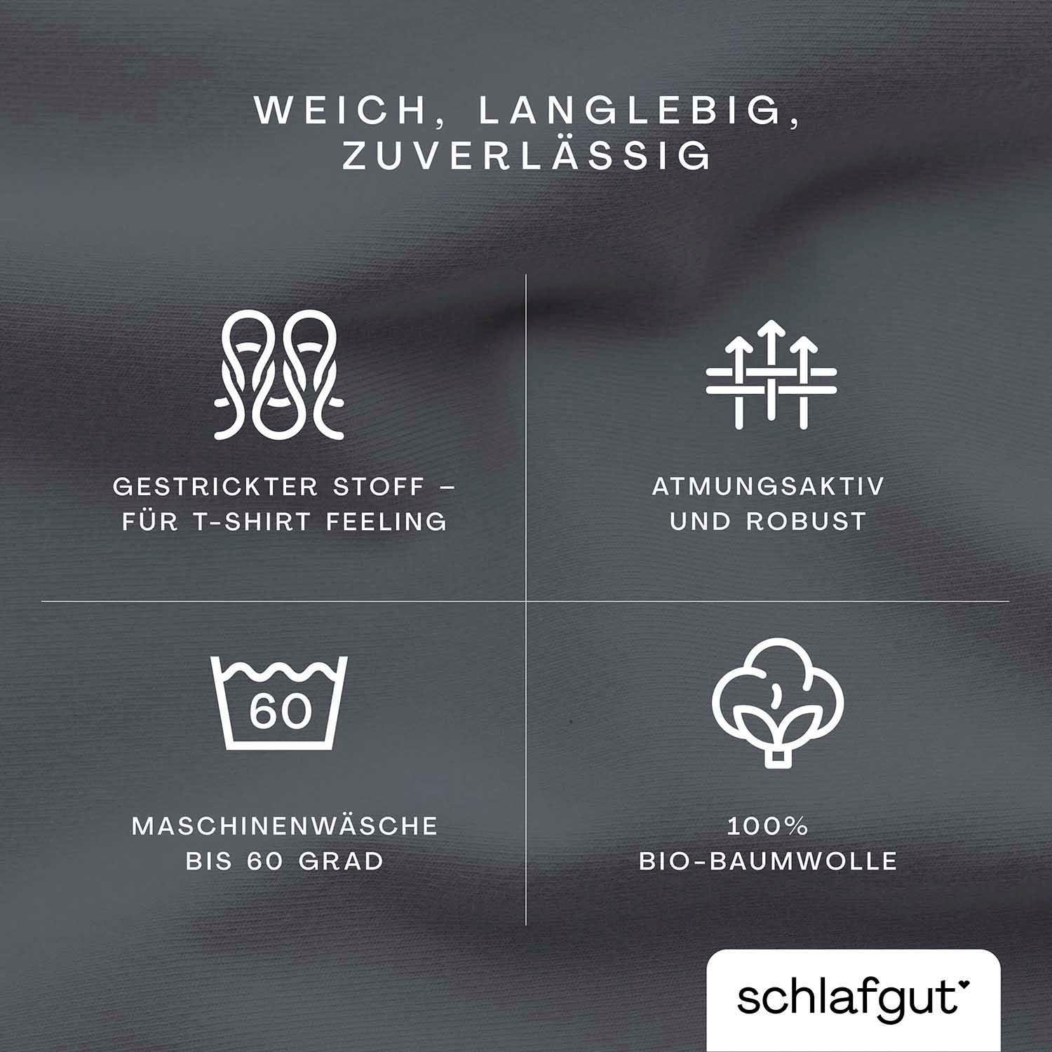 Schlafgut Hoeslaken CASUAL o.a. in maat 90x200, 140x200 of 180x200 cm, 100% biologisch katoen Dekbedovertrek voor matrassen tot 25 cm hoogte, betrouwbaar, duurzaam, zacht (1 stuk)