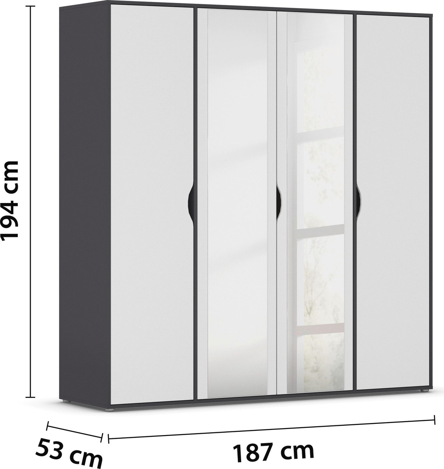 rauch Draaideurkast Kledingkast Kast Garderobe Wasmand NARAI met Spiegel Greefaansluitingen voor een greeploze look TOPSELLER MADE IN GERMANY