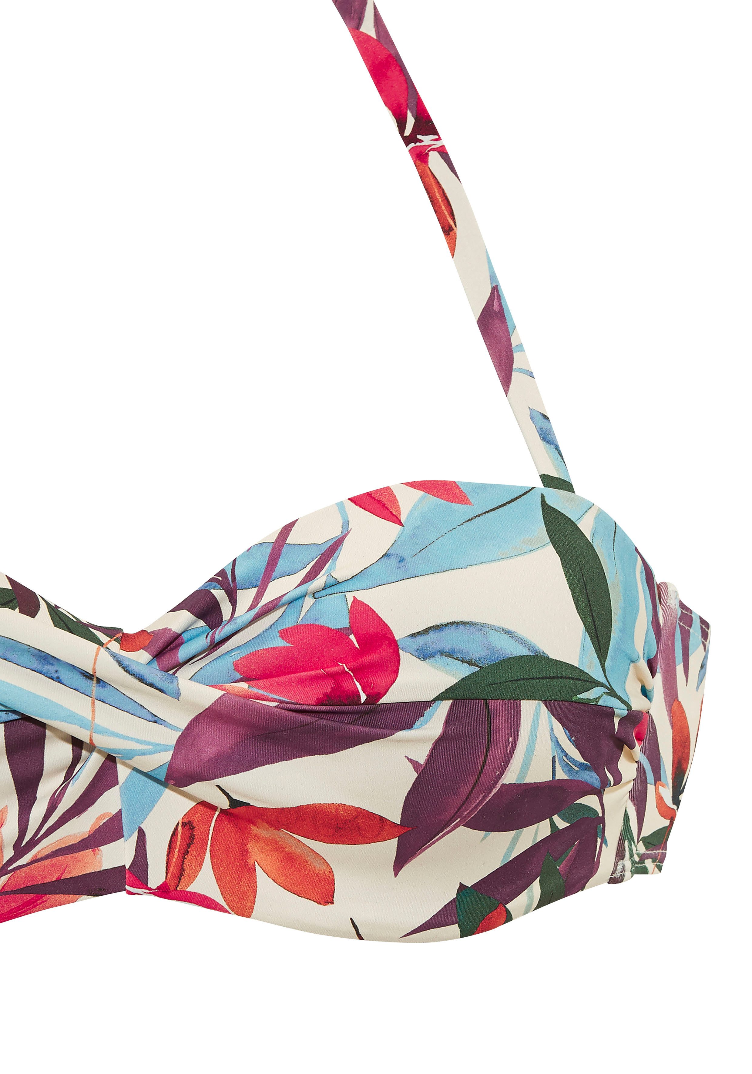 Lascana Beugelbandeau bikinitop Imani met zomerse bladerenprint