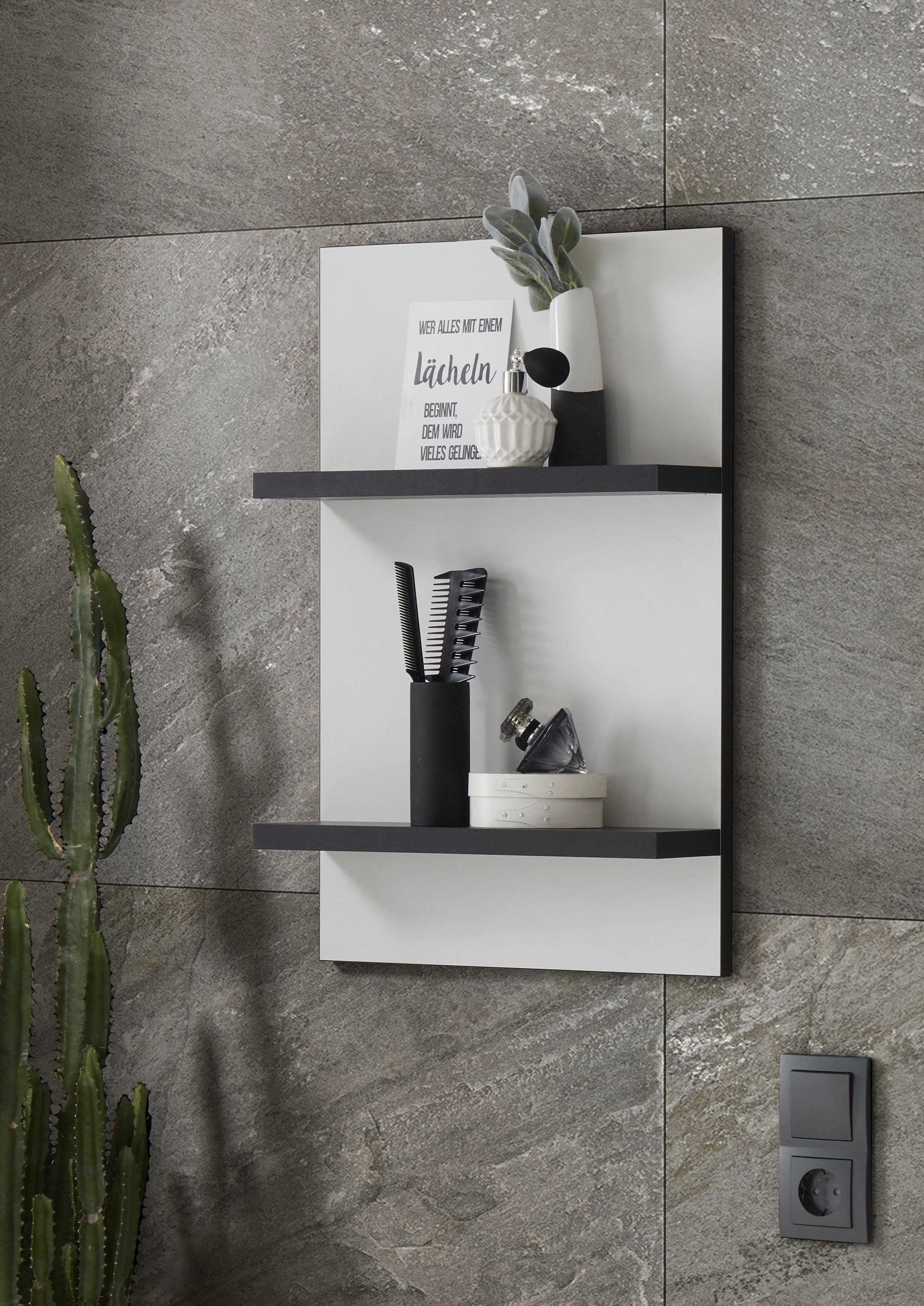 INOSIGN Wandplank Cantara, Badregal in Hochglanz Weiß, Wandboard im modernen Design