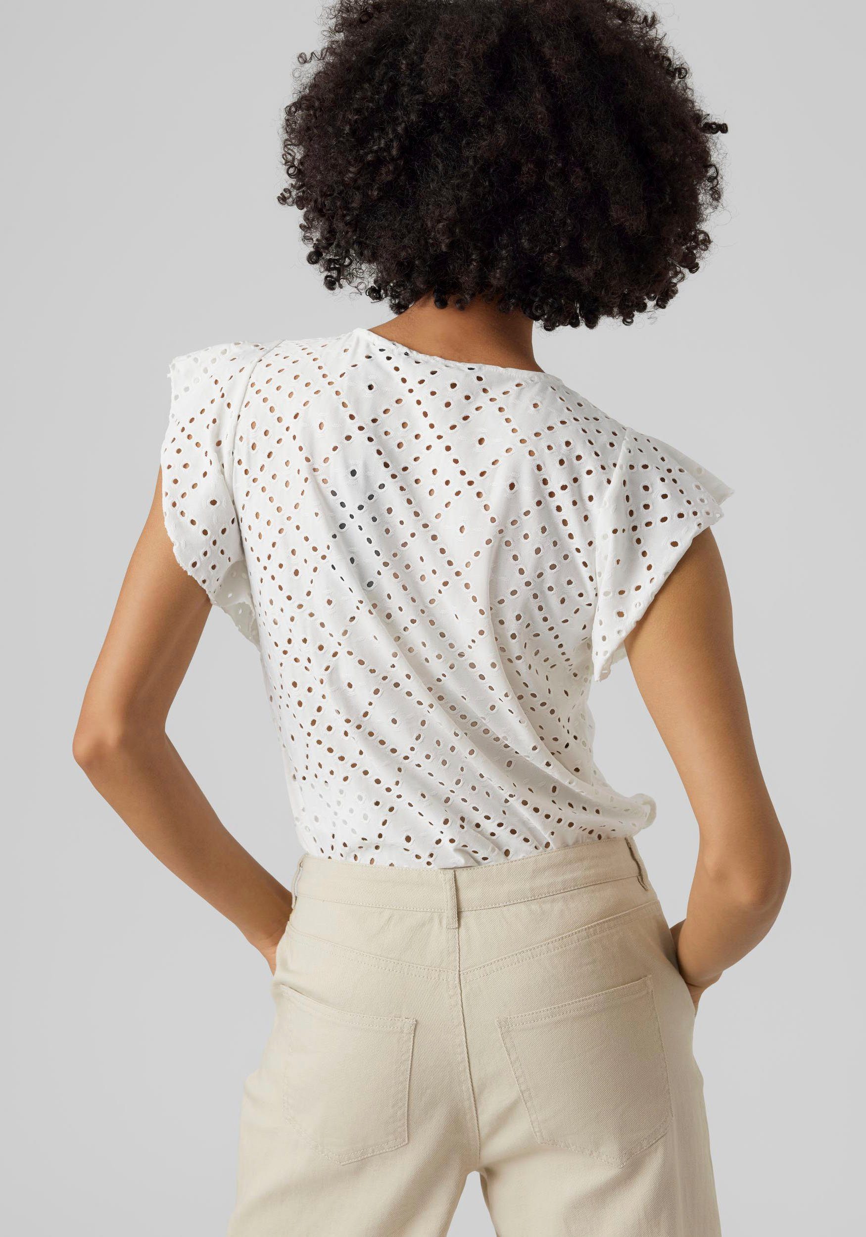 Vero Moda Shirt met ronde hals VMTASSA SL FRILL TOP NOOS