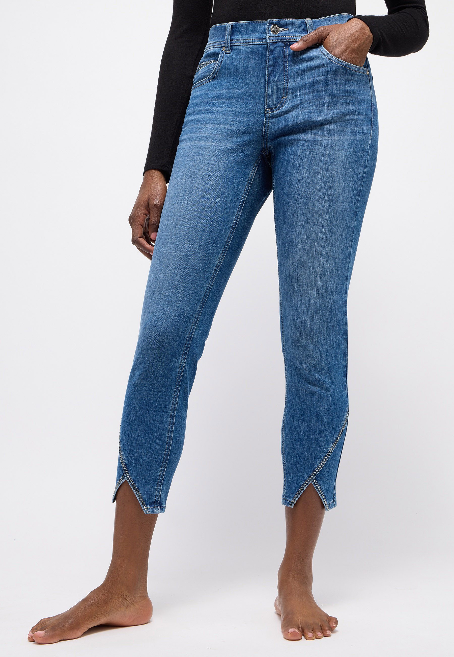 ANGELS 7/8 jeans Ornella met strasssteentjes aan de broekspijp