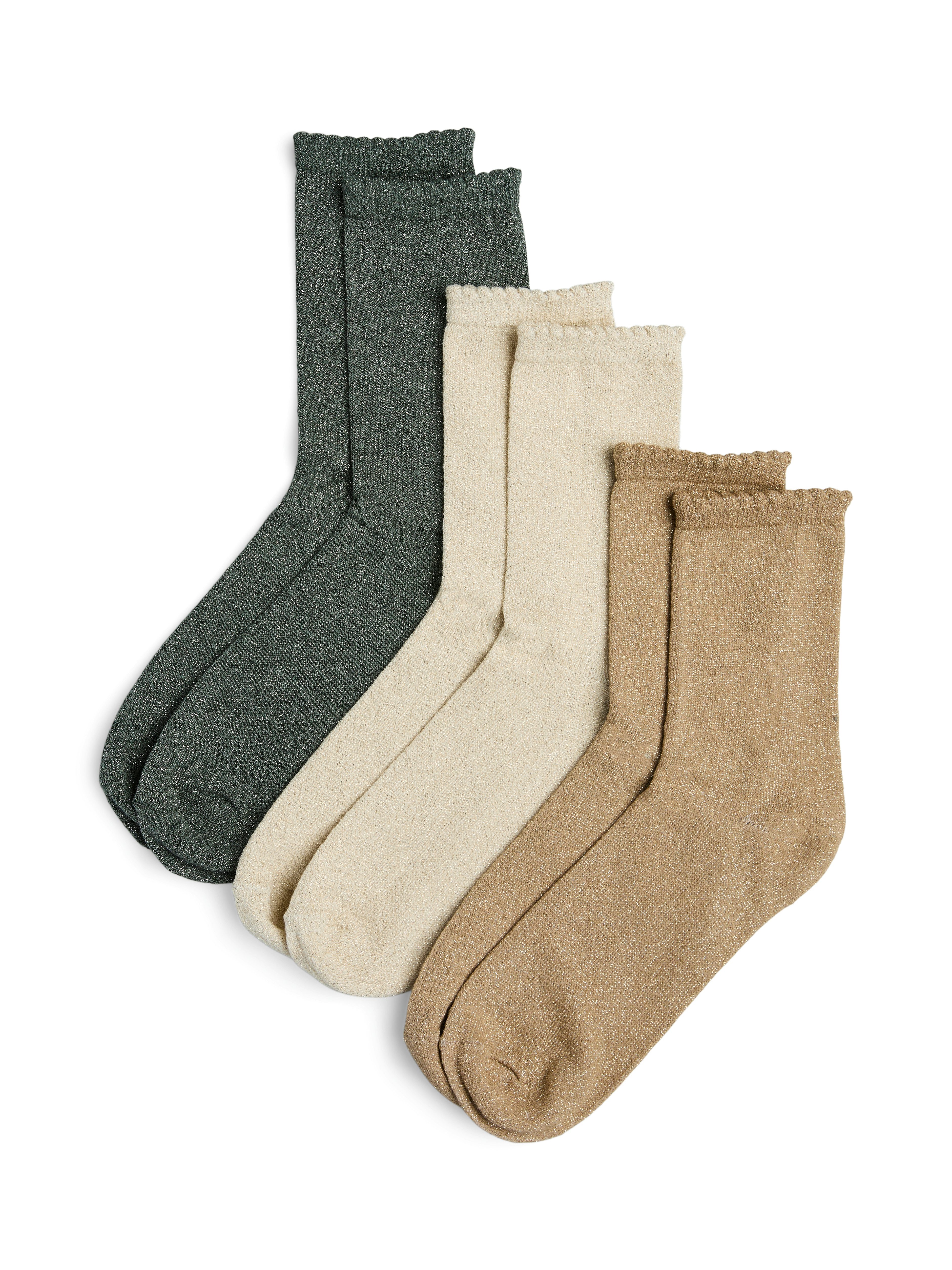 pieces Sokken PCSEBBY GLITTER LONG 3-PACK SOCKS NOOS (set, 3 paar)