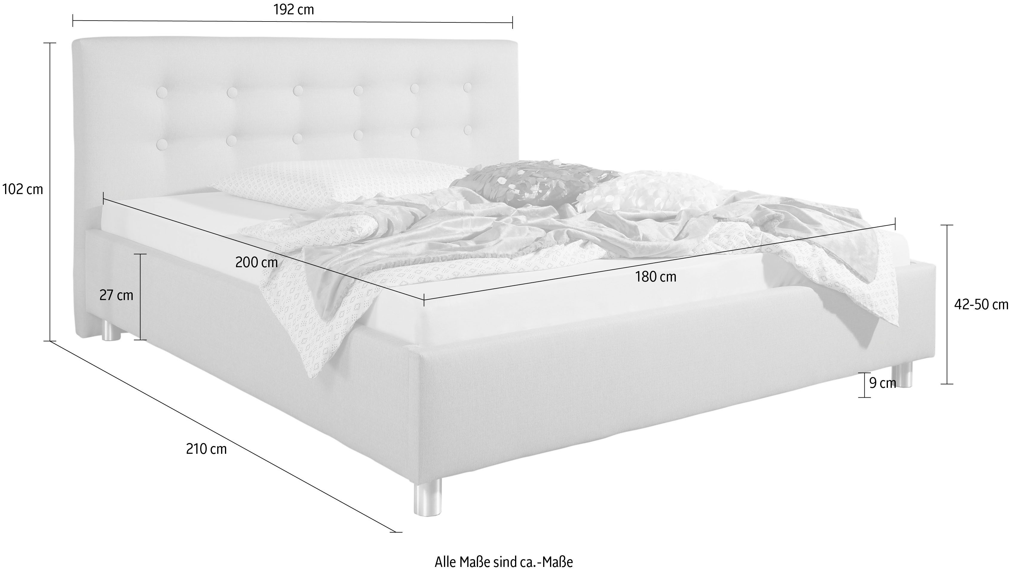Maintal Gestoffeerd bed Moiese Zijkanten van het bed zelf te monteren, zonder bedkist