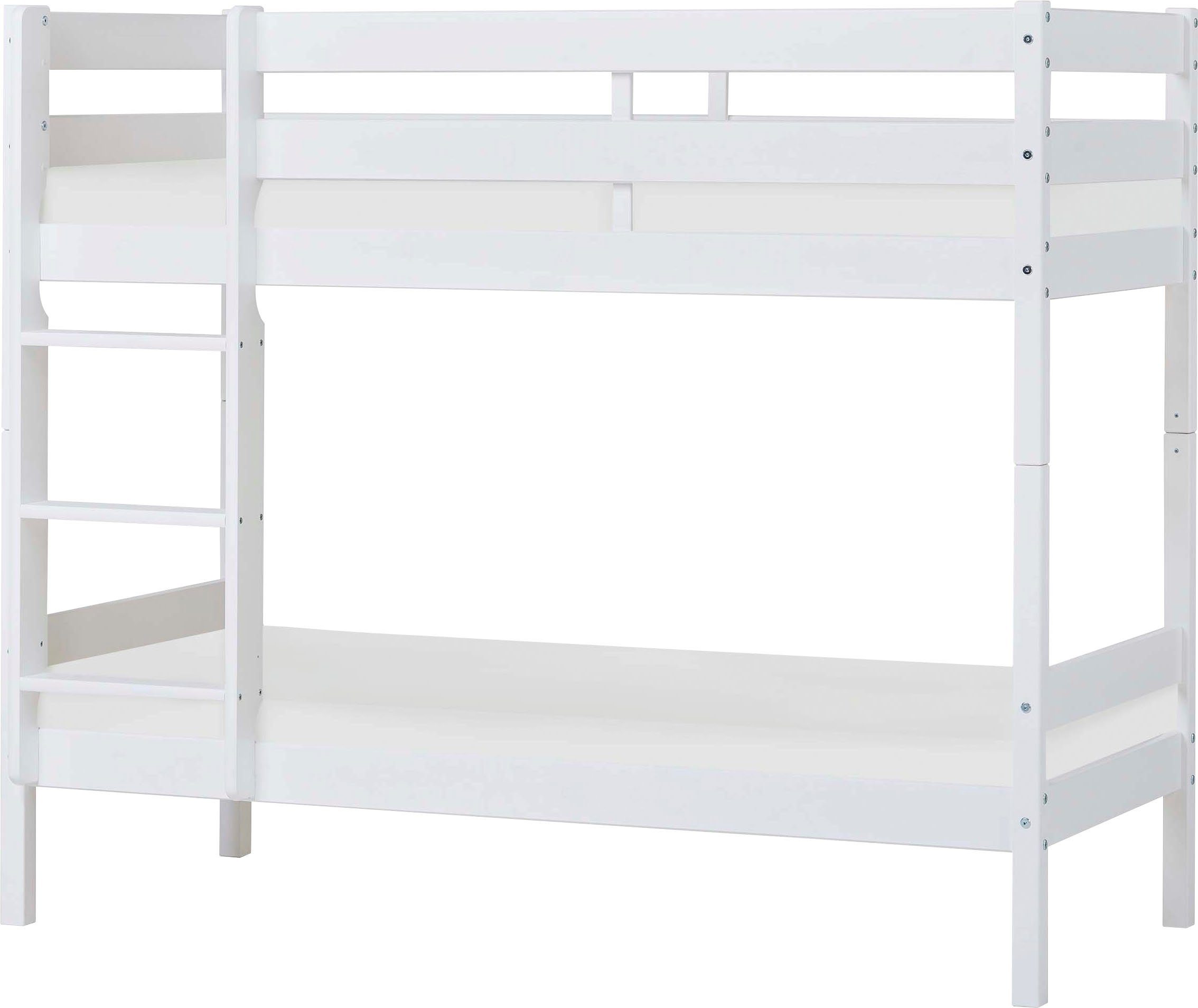 Hoppekids Stapelbed Eco comfort kinderbed 90x200 of 70x160 van massief hout in 4 kleuren stapelbedden wit
